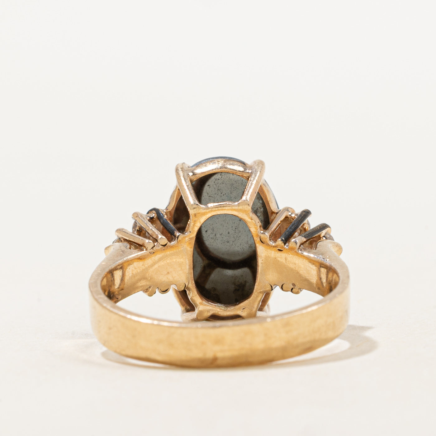 Hematite & Diamond Accented Ring | 6.5ct, 0.16ctw | SZ 7.5 |