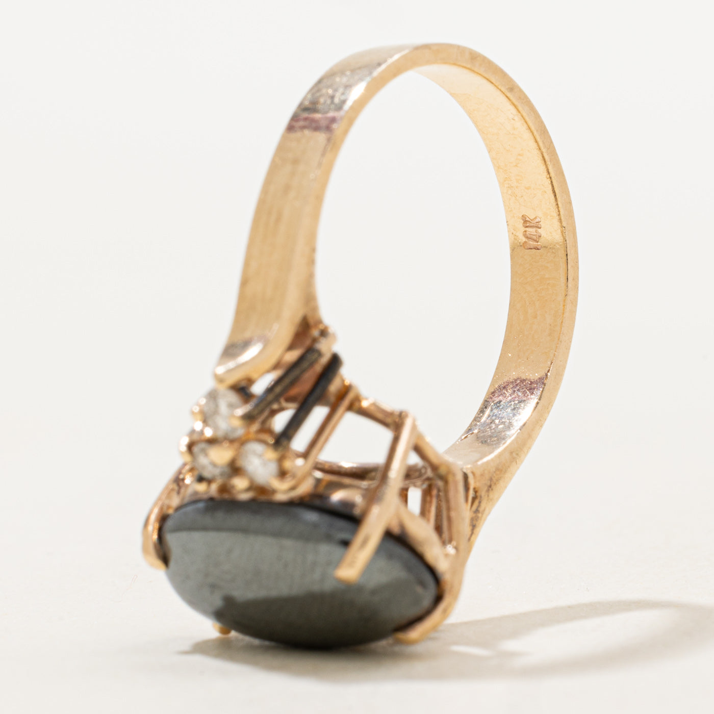 Hematite & Diamond Accented Ring | 6.5ct, 0.16ctw | SZ 7.5 |