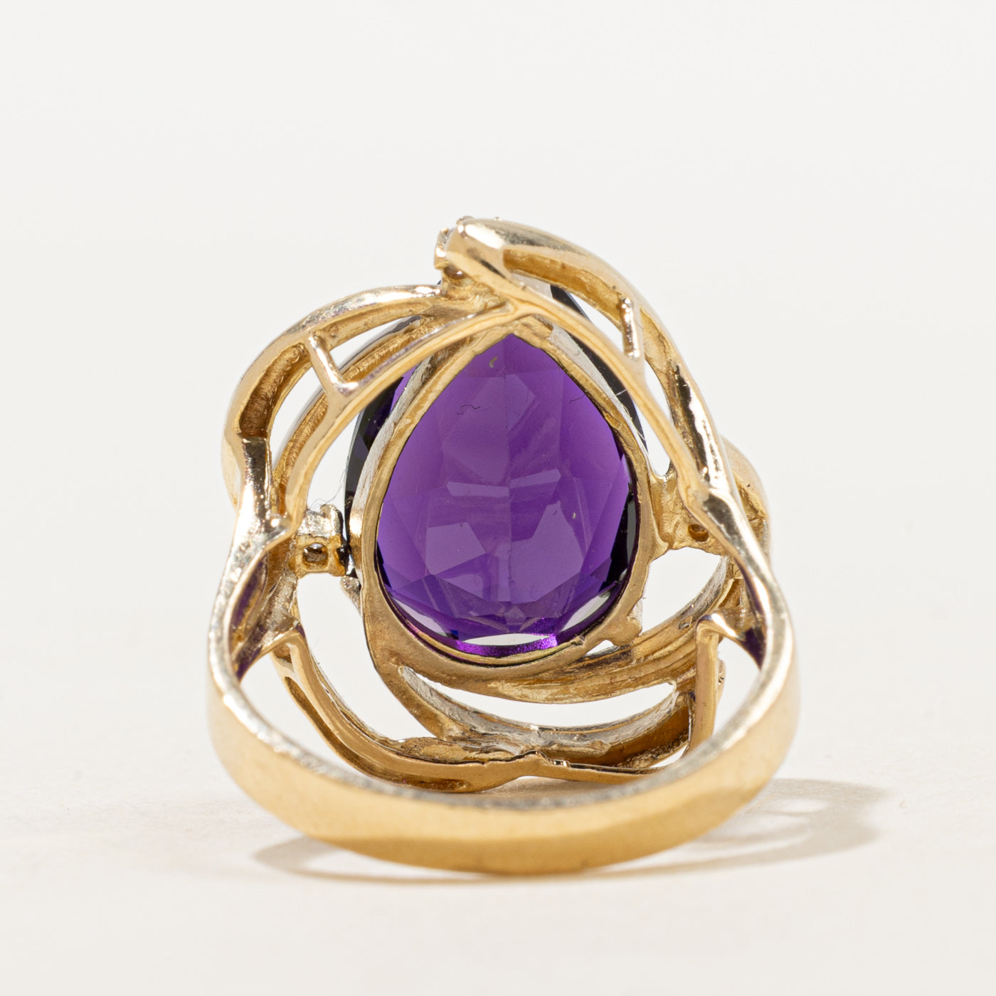 Pear Cut Amethyst & Diamond Cocktail Ring | 5.12ct, 0.01ctw | SZ 6.0 |