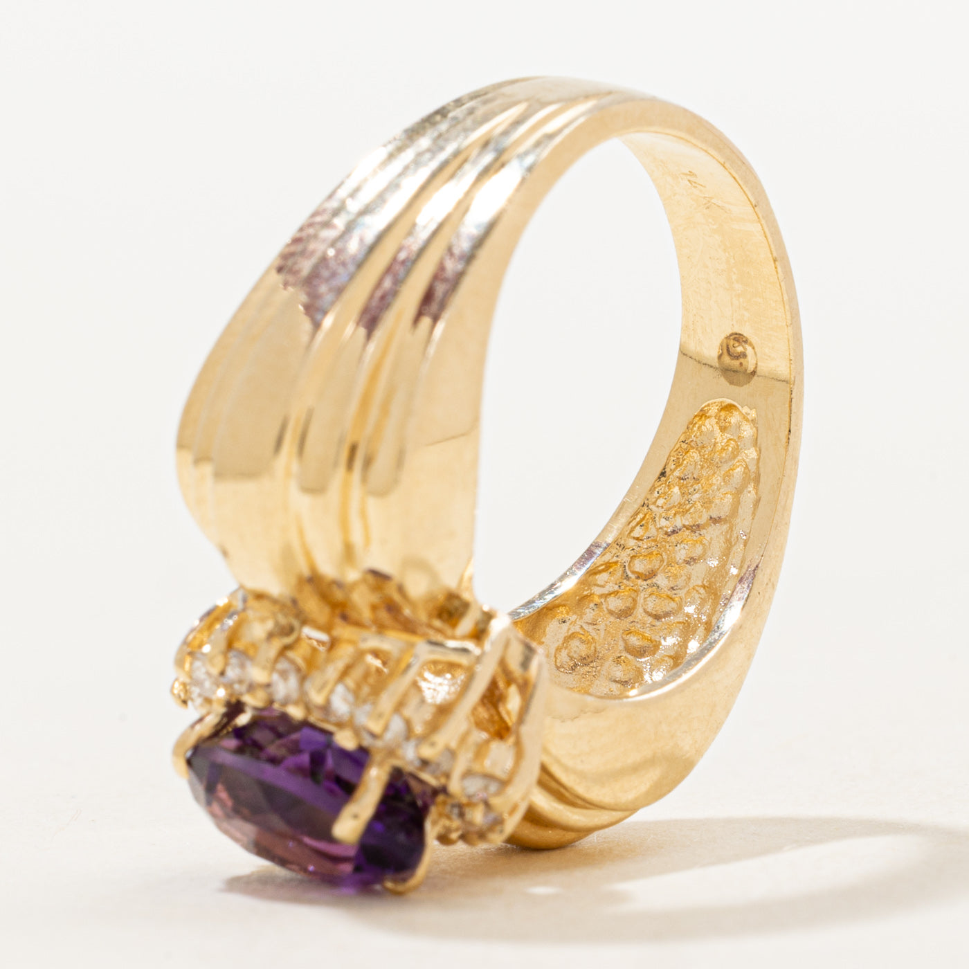 Pear Cut Amethyst & Diamond Halo Cocktail Ring | 1.10ct, 0.15ctw | SZ 6.25 |