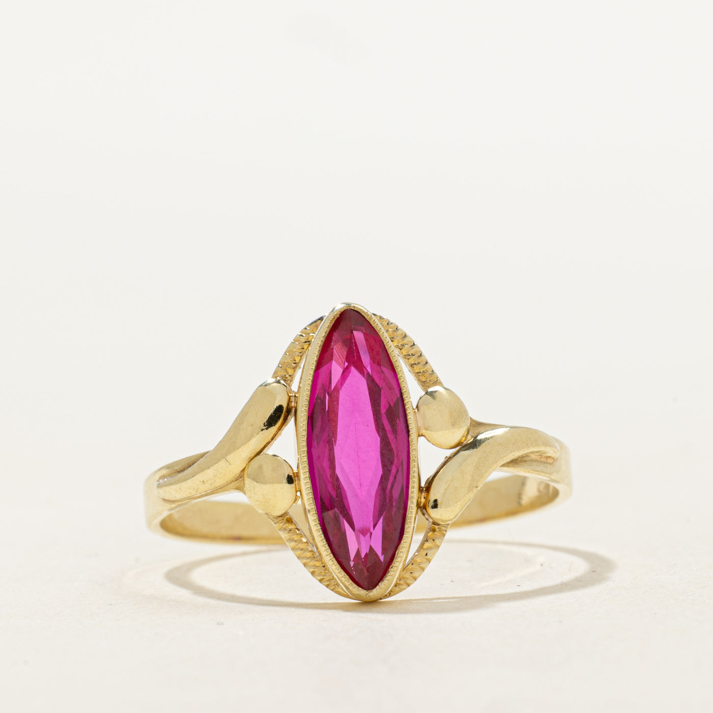 Bezel-Set Synthetic Ruby Ring with Soviet Hallmarks | 3.93ct | SZ 8.0