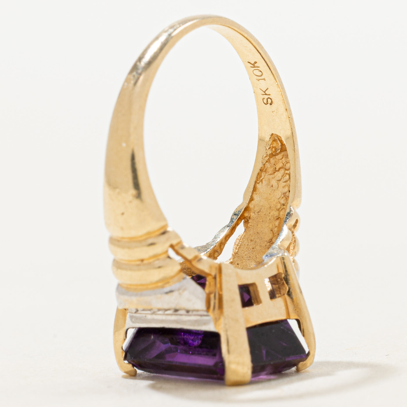 Emerald Cut Amethyst & Diamond Cocktail Ring | 5.8ct, 0.03ctw | SZ 6.0 |