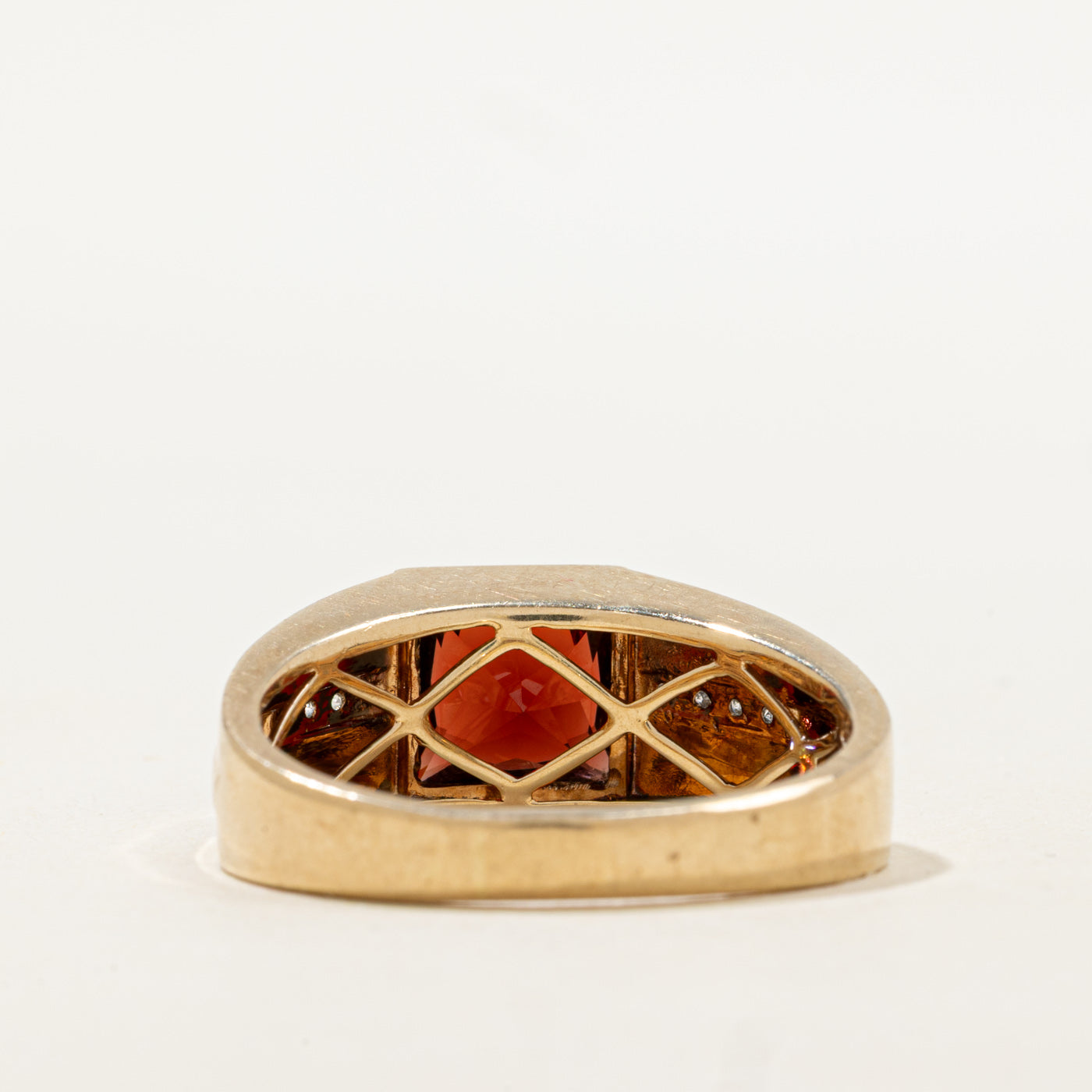 Princess Cut Garnet & Diamond Signet Ring | 3.16ct, 0.04ctw | SZ 12.0 |