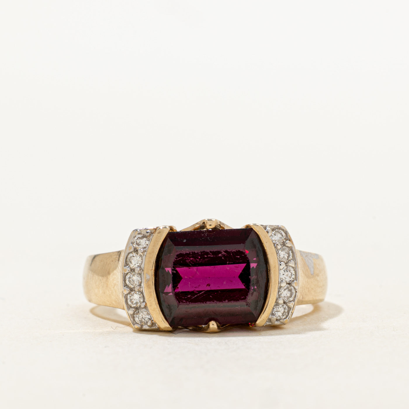 East West Garnet & Diamond Ring | 3.77ct, 0.15ctw | SZ 8.75 |