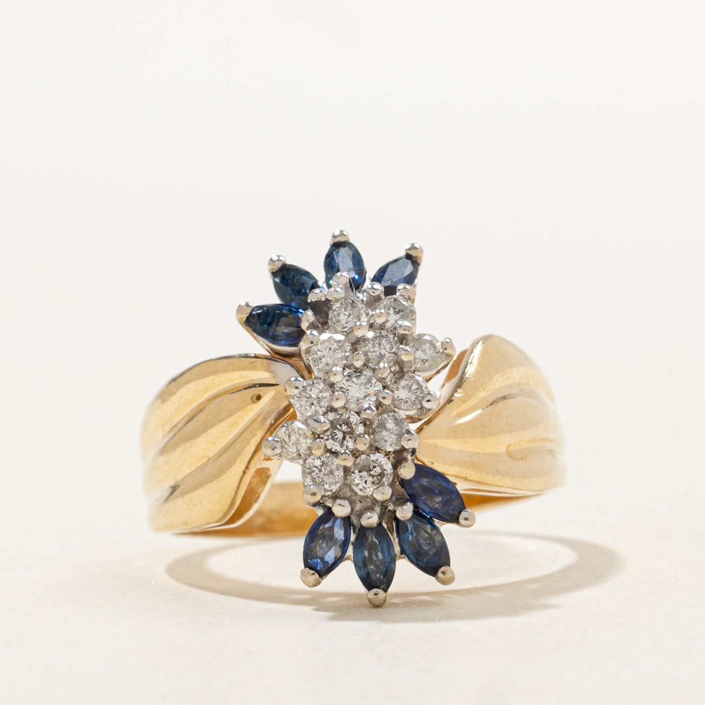 Diamond & Sapphire Cluster Bypass Ring | 0.39ctw, 0.32ctw | SZ 8.5 |