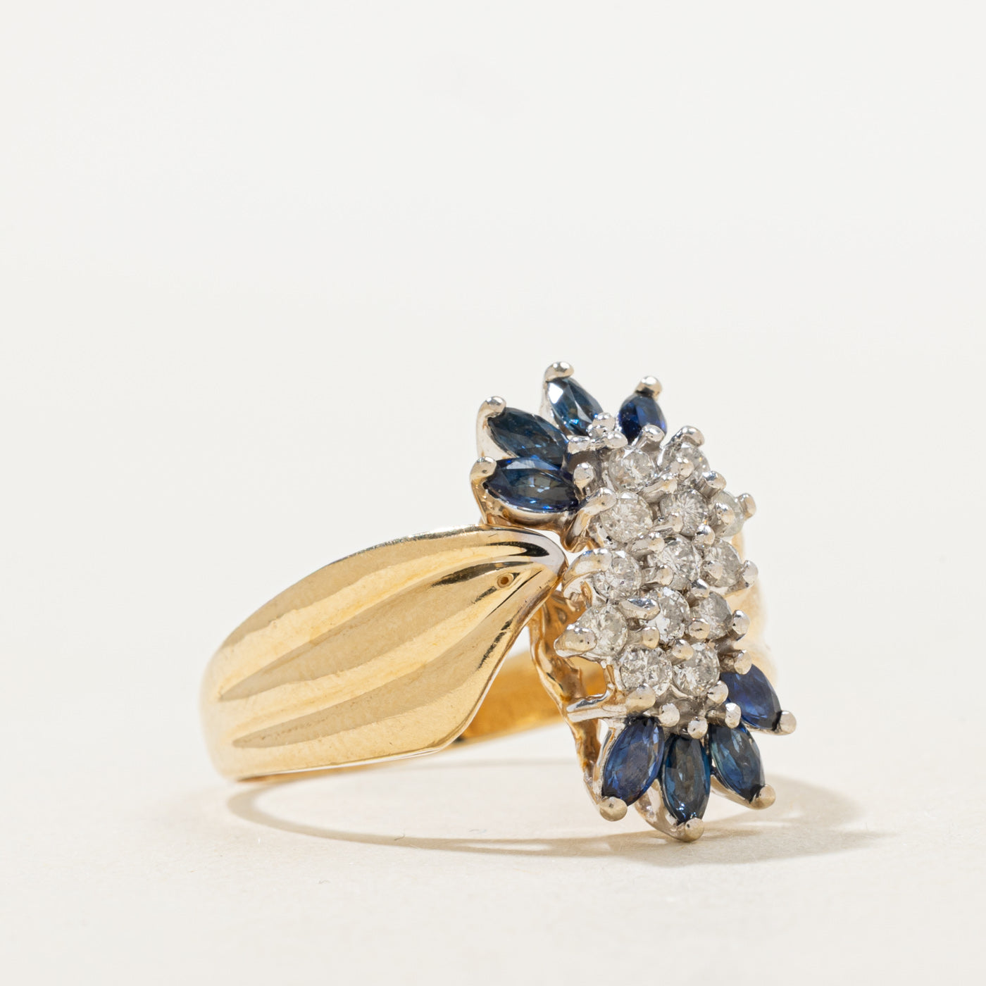 Diamond & Sapphire Cluster Bypass Ring | 0.39ctw, 0.32ctw | SZ 8.5 |