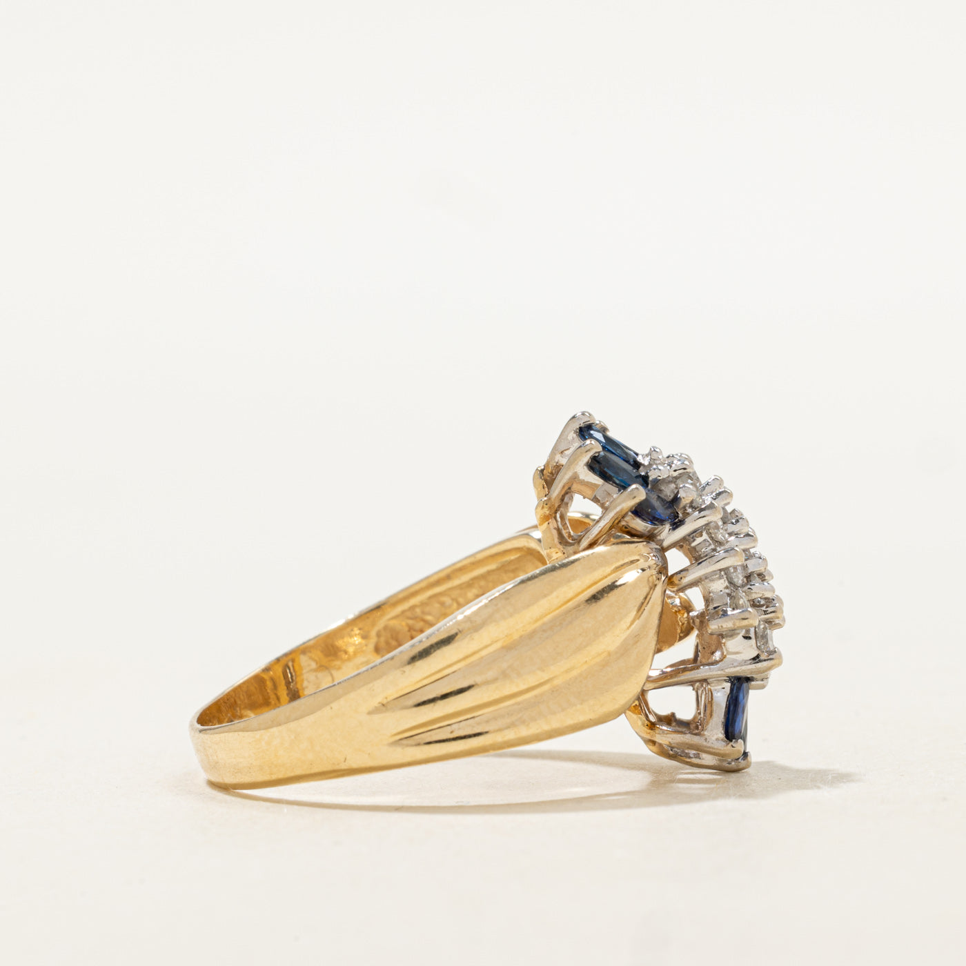 Diamond & Sapphire Cluster Bypass Ring | 0.39ctw, 0.32ctw | SZ 8.5 |