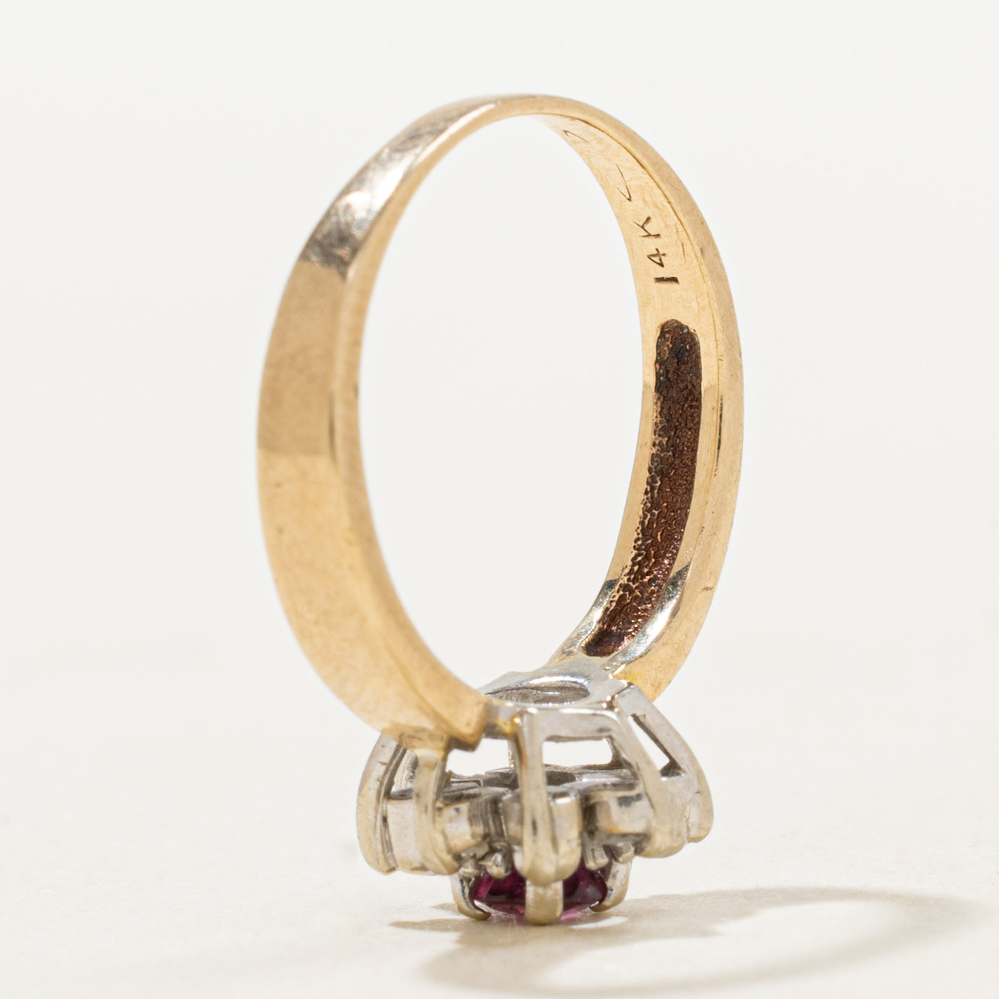 Ruby & Diamond Petal Ring | 0.22ct, 0.04ctw | SZ 4.0 |