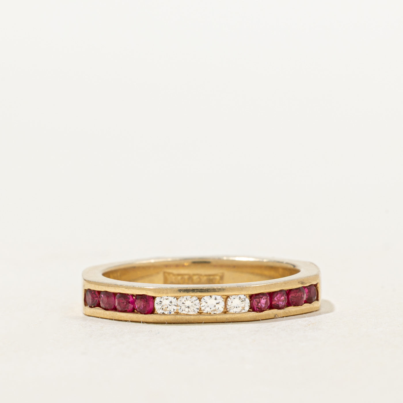 Semi Eternity Ruby & Diamond Octagon Shaped Band | 0.08ctw | SZ 4.75 |