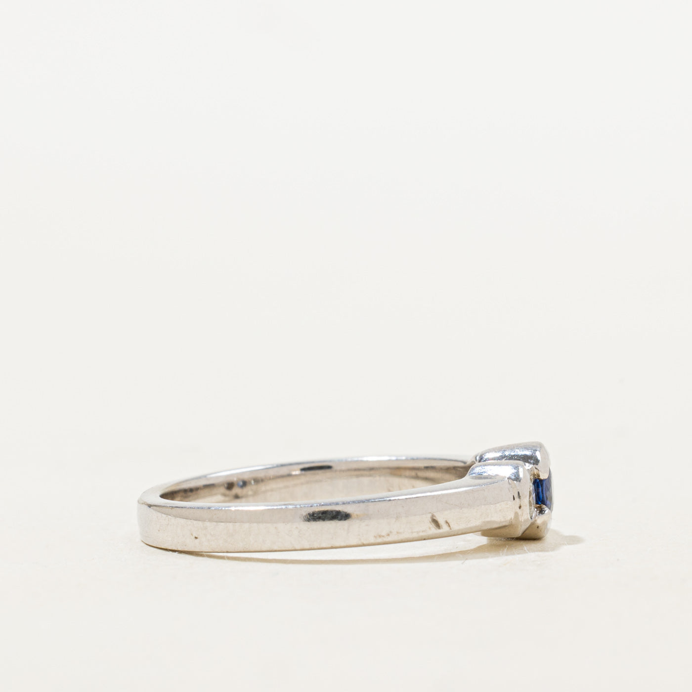 Three Stone Bezel Set Sapphire & Diamond Ring | 0.14ct, 0.06ctw | SZ 6.25 |