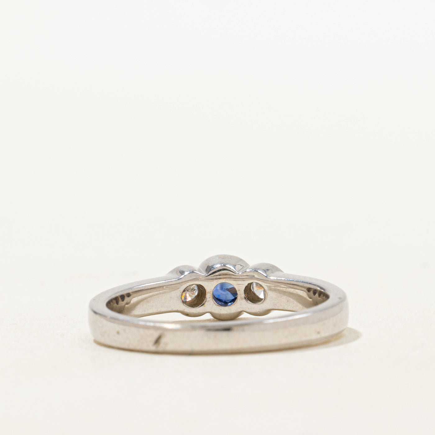 Three Stone Bezel Set Sapphire & Diamond Ring | 0.14ct, 0.06ctw | SZ 6.25 |