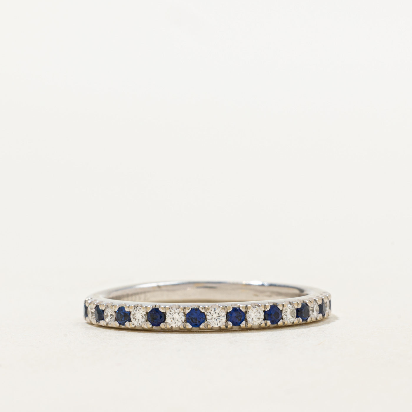 Semi Eternity Synthetic Sapphire & Diamond Band | 0.20ctw, 0.09ctw | 2.30mm | SZ 7.5 |