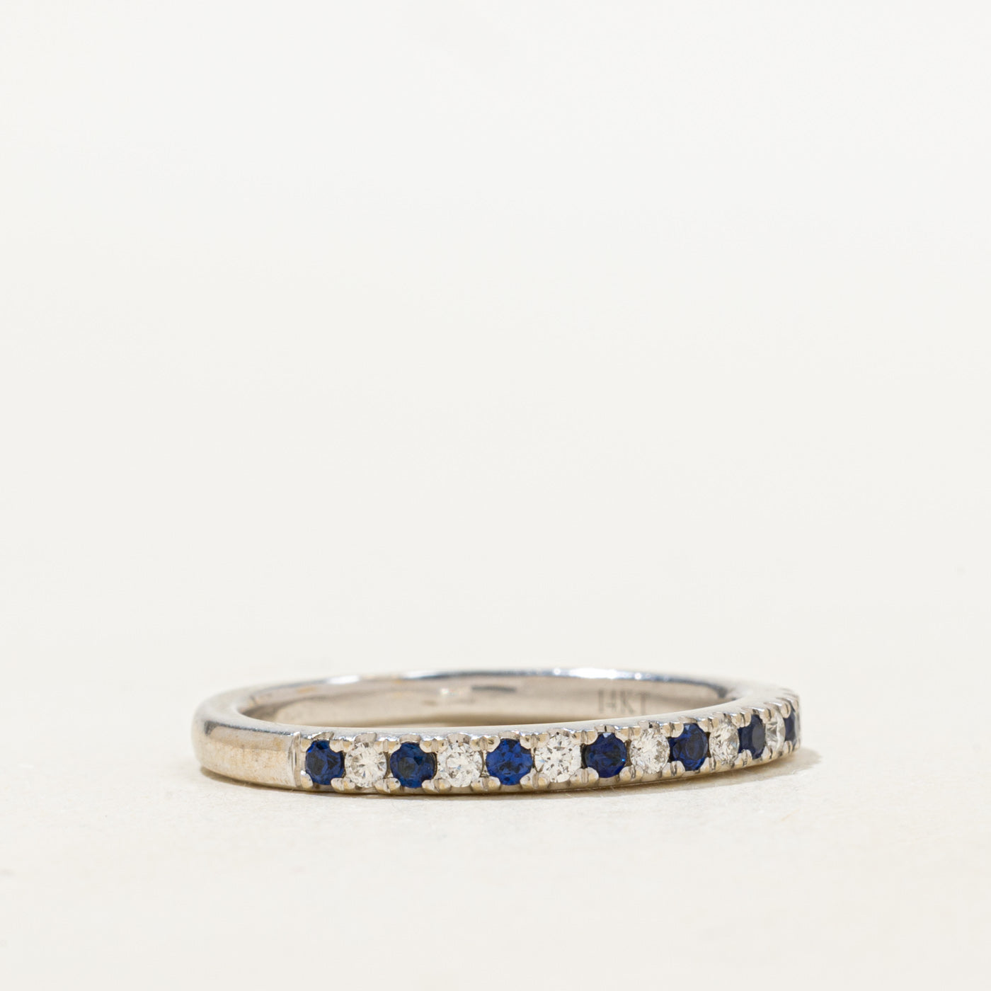 Semi Eternity Synthetic Sapphire & Diamond Band | 0.20ctw, 0.09ctw | 2.30mm | SZ 7.5 |