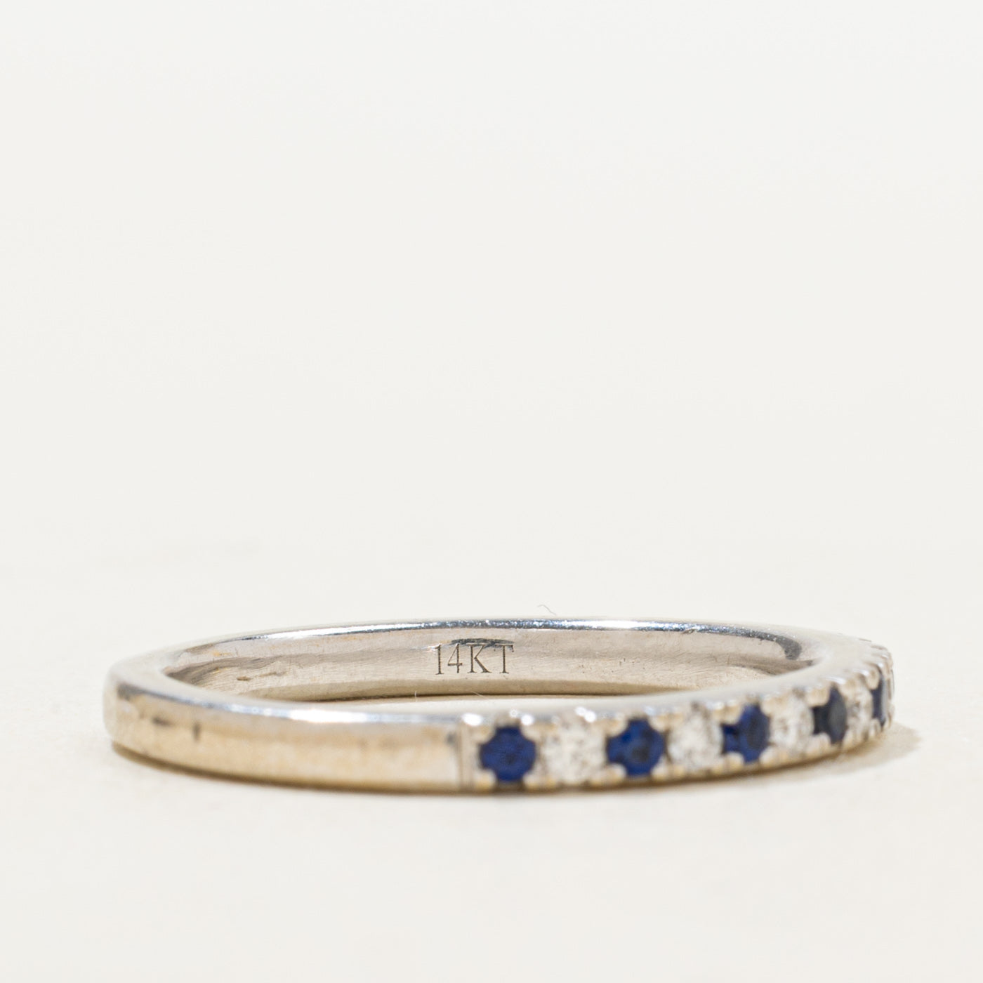 Semi Eternity Synthetic Sapphire & Diamond Band | 0.20ctw, 0.09ctw | 2.30mm | SZ 7.5 |