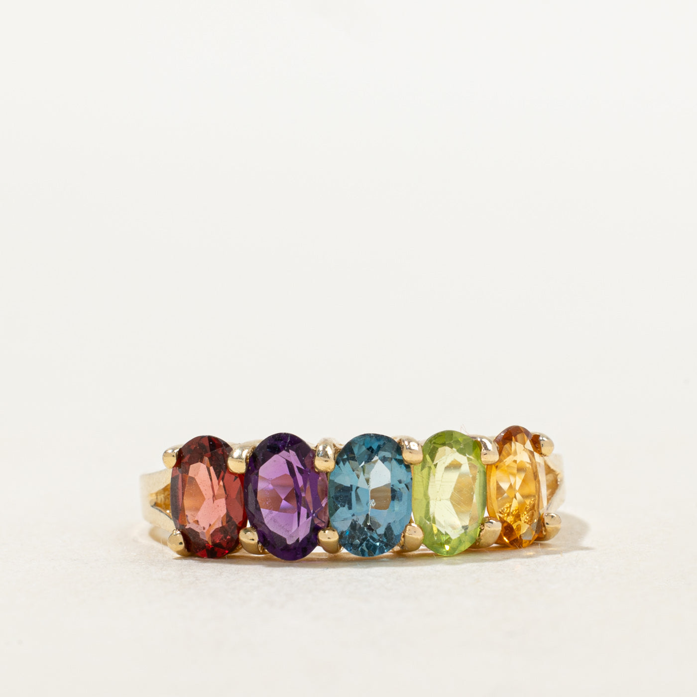 Bague cinq pierres précieuses multiples | 2,0 ct | Taille 9,0 |