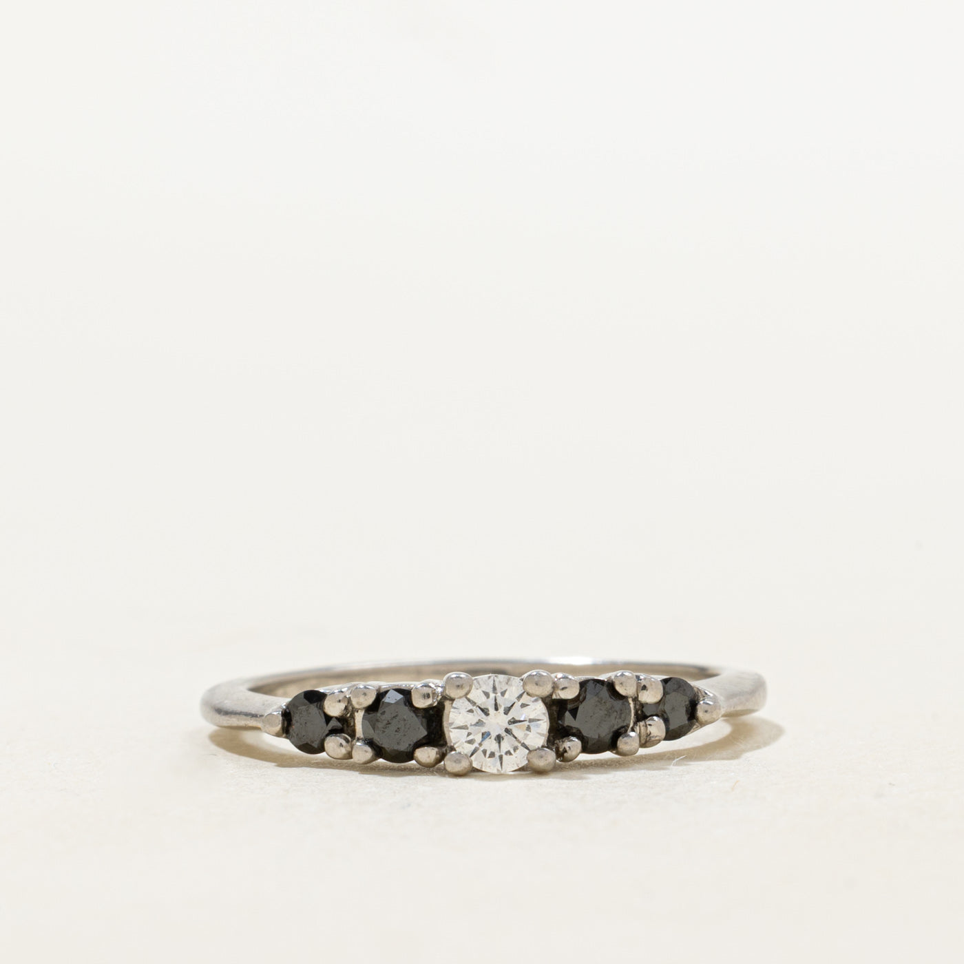 Five Stone White & Black Diamond Ring | 0.36ctw | SZ 7.5 |