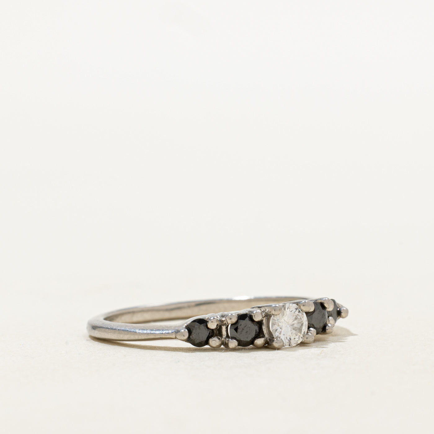Five Stone White & Black Diamond Ring | 0.36ctw | SZ 7.5 |