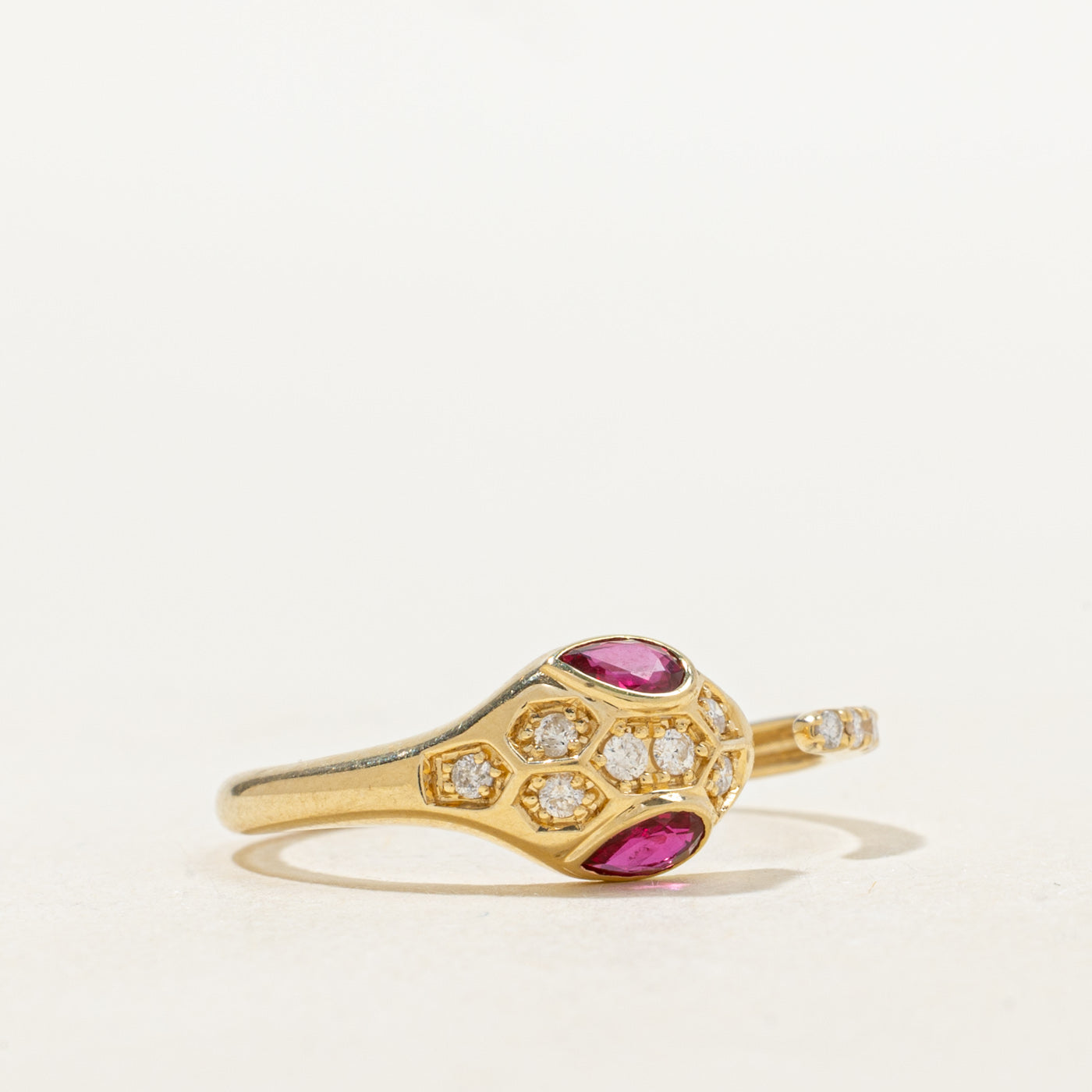 Ruby & Diamond Snake Ring | 0.36ctw, 0.1ctw | SZ 7.0 |