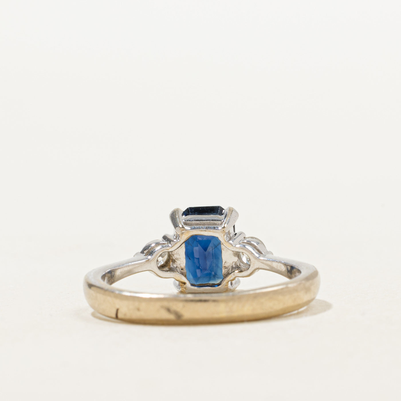 Emerald Cut Sapphire & Diamond Ring | 1.01ct, 0.15ctw | SZ 4.5 |