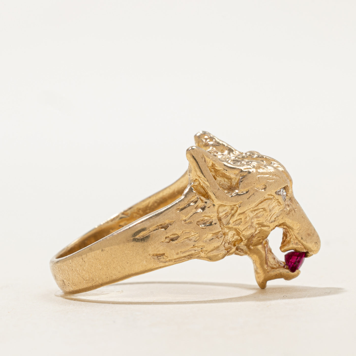 Synthetic Ruby & Diamond Wolf Ring | 0.21ct, 0.06ctw | SZ 13.0 |