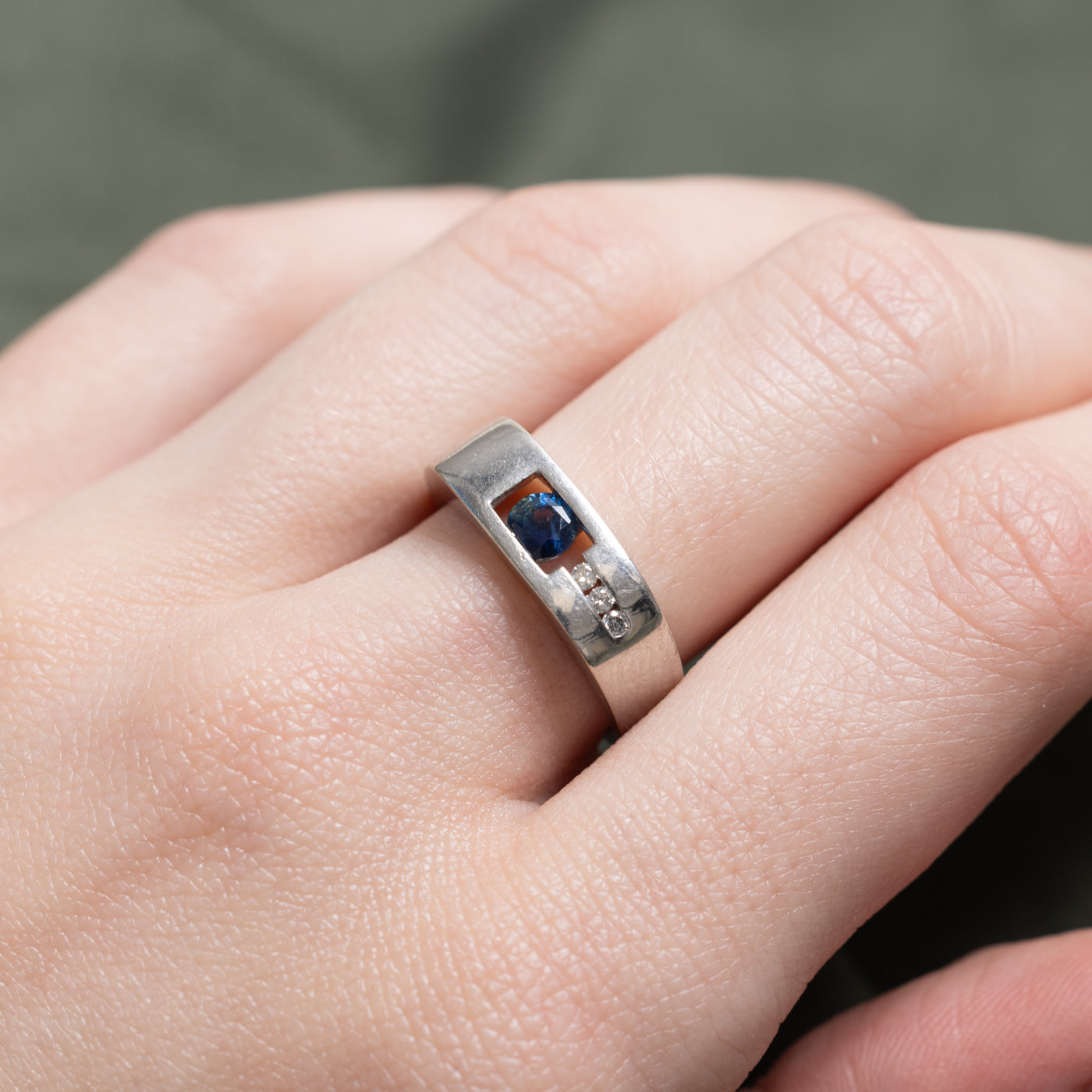 Channel Set Sapphire & Diamond Band | 0.29ct, 0.03ctw | SZ 6.5 |