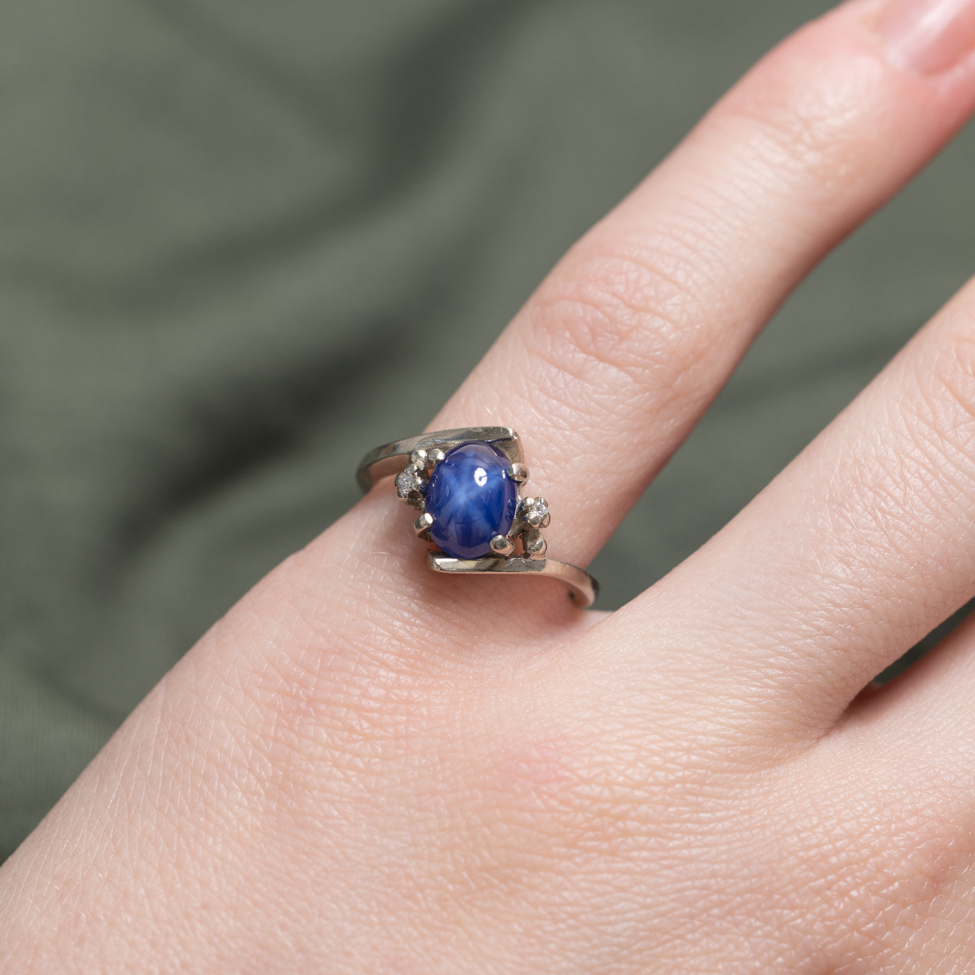 Synthetic Sapphire & Diamond Bypass Ring | 1.53ct, 0.01ctw | SZ 4.5 |