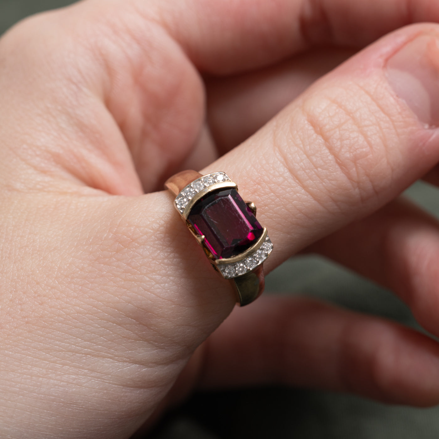 East West Garnet & Diamond Ring | 3.77ct, 0.15ctw | SZ 8.75 |