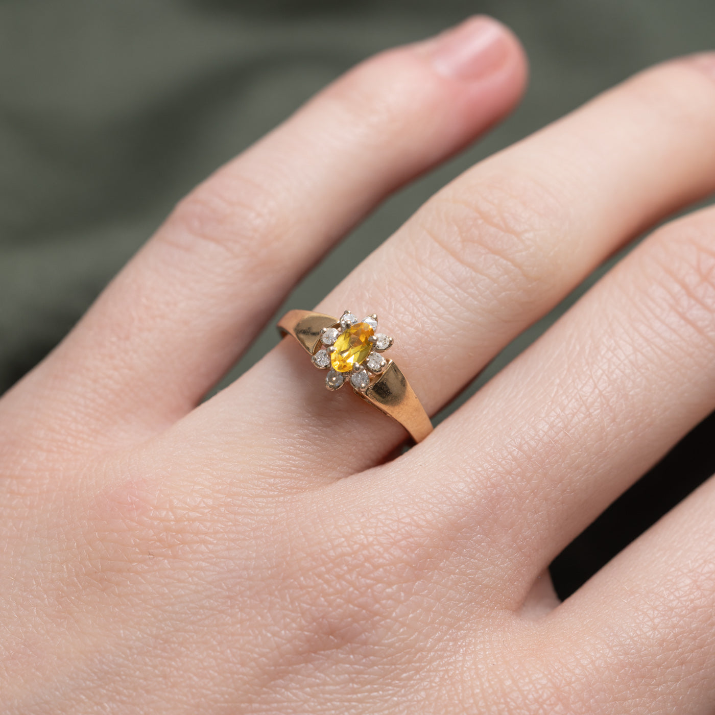 Synthetic Sapphire & Natural Diamond Petal Ring | 0.26ct, 0.08ctw | SZ 5.5 |