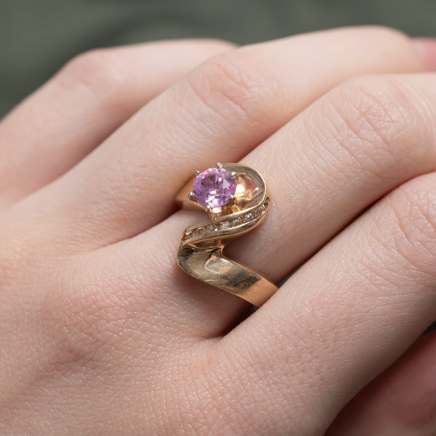 Synthetic Sapphire & Diamond Abstract Ring | 0.85ct, 0.09ctw | SZ 6.0 |