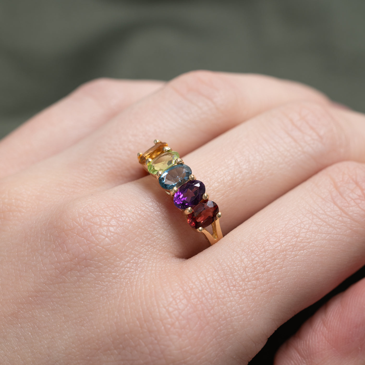 Bague cinq pierres précieuses multiples | 2,0 ct | Taille 9,0 |