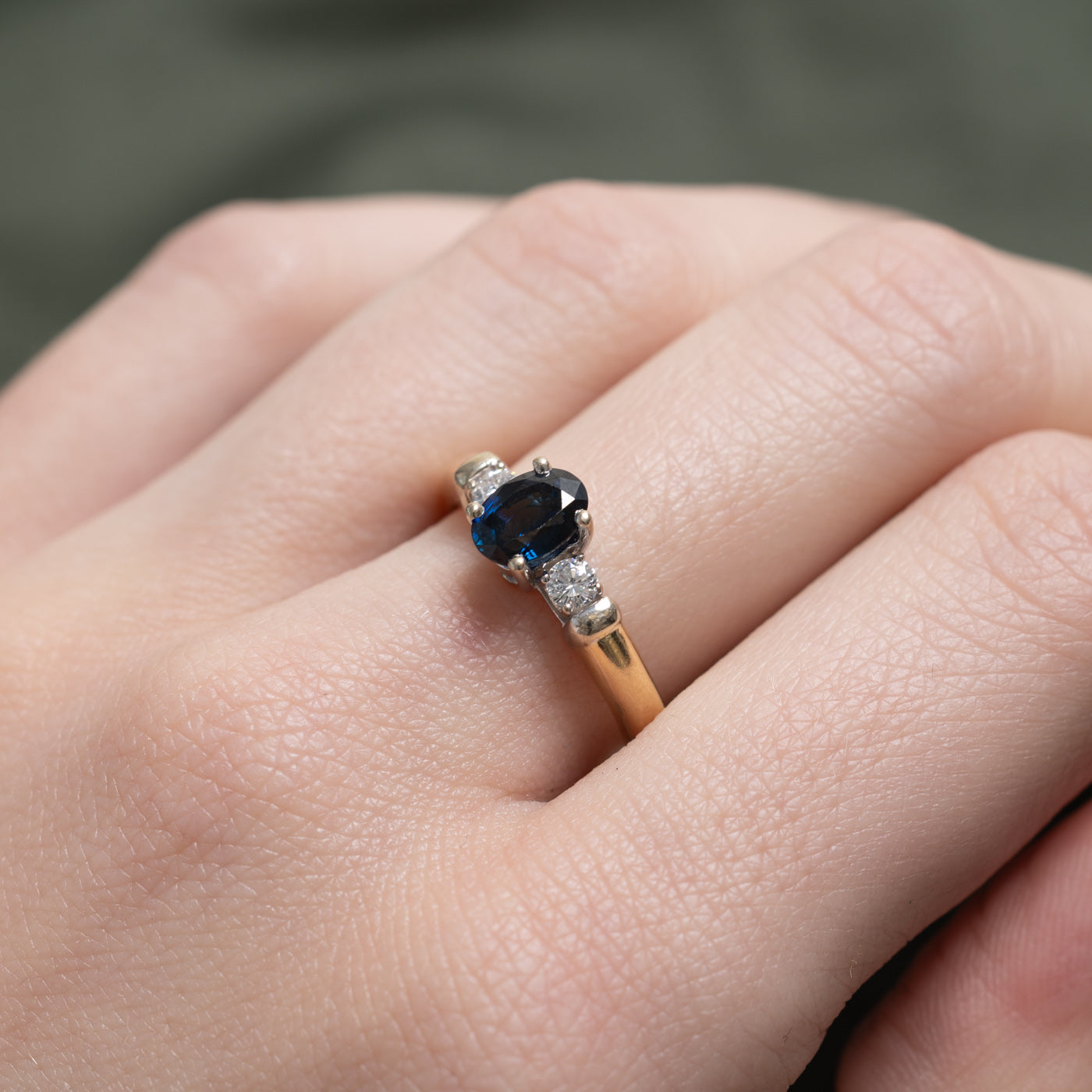 'Birks' Oval Cut Sapphire & Diamond Ring | 0.91ct, 0.17ctw | SZ 7.25 |