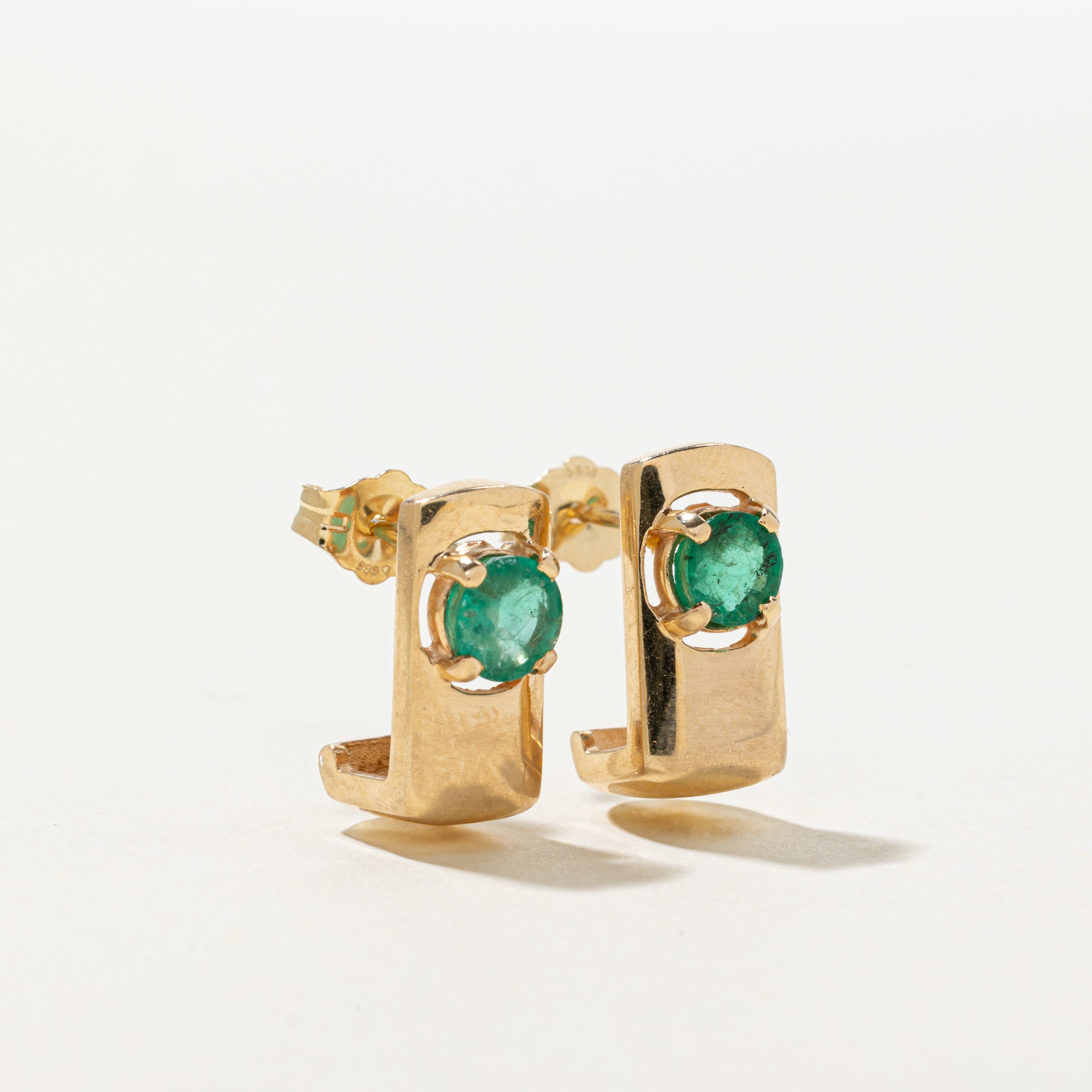 'Ragnar' Emerald Curved Drop Earrings | 0.60ctw