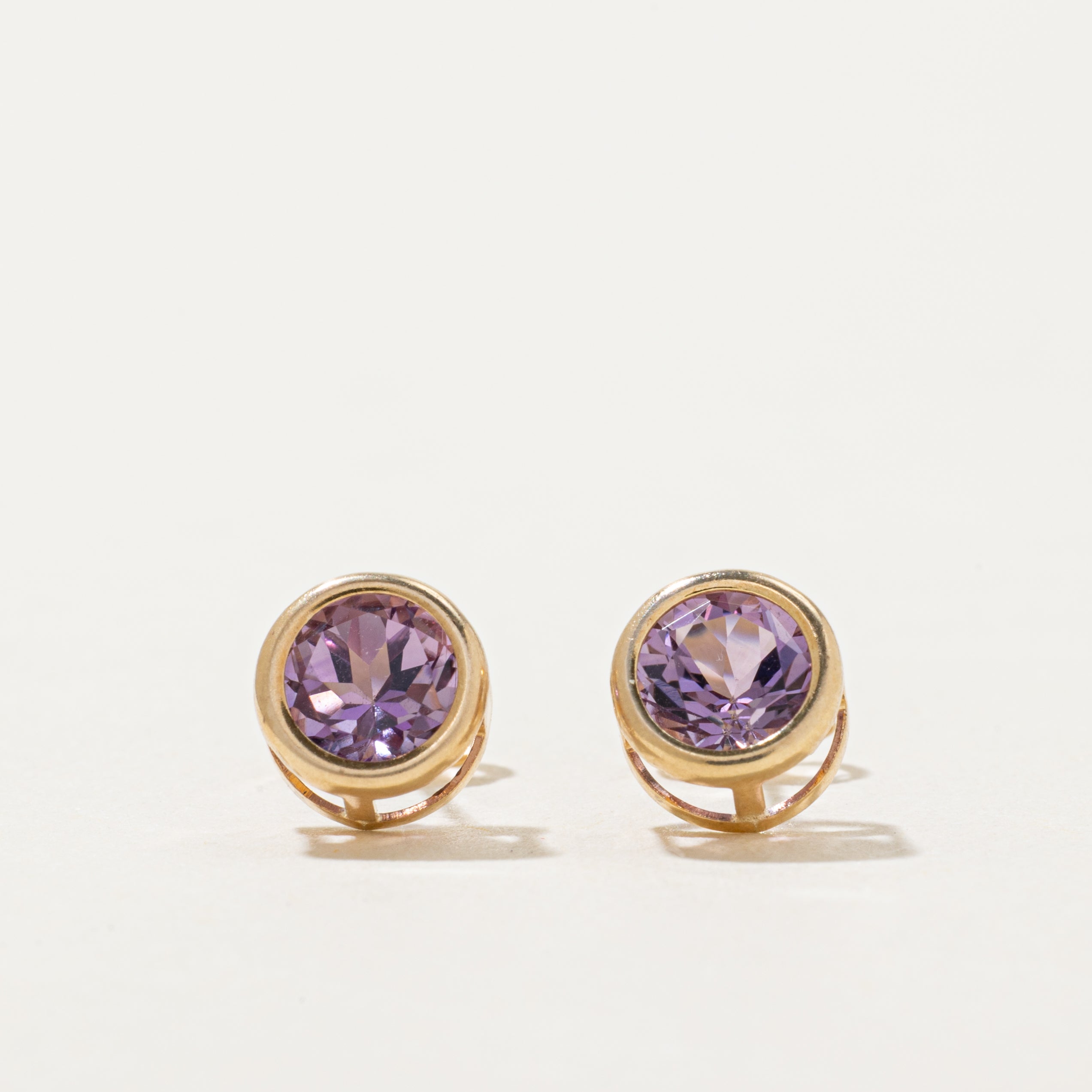 Bezel Set Amethyst Stud Earrings | 1.50ctw