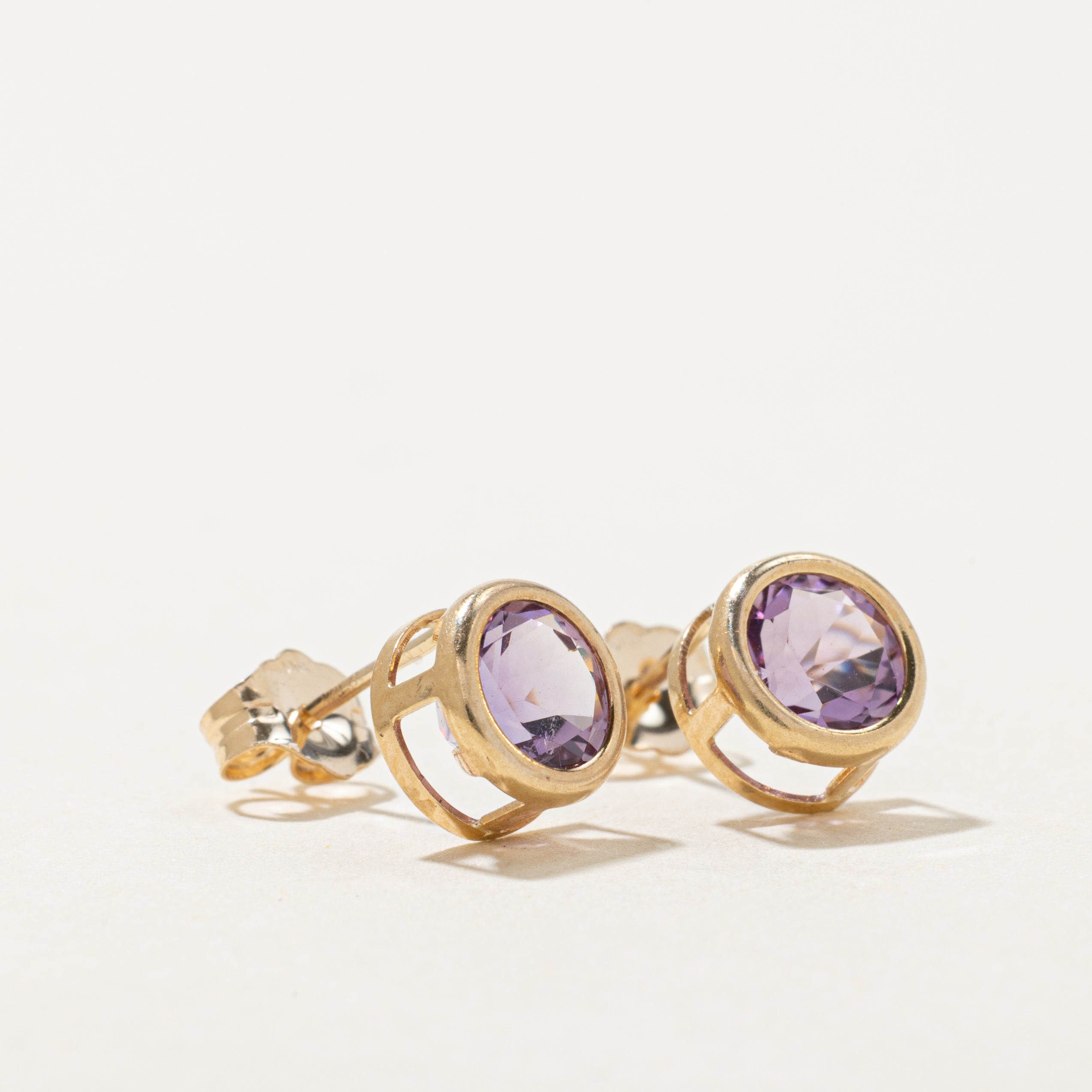Bezel Set Amethyst Stud Earrings | 1.50ctw