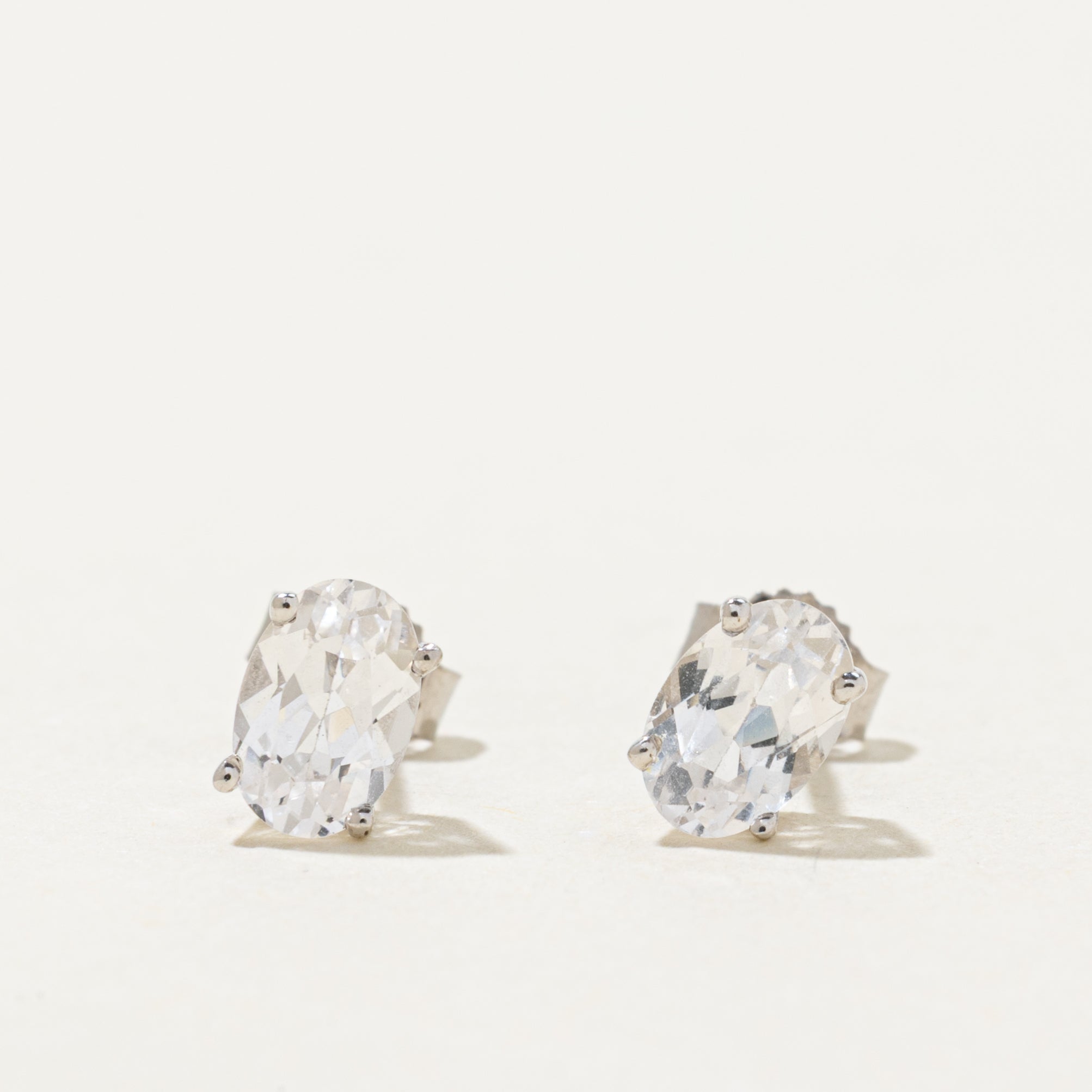 Synthetic Colourless Sapphire Stud Earrings | 1.10ctw