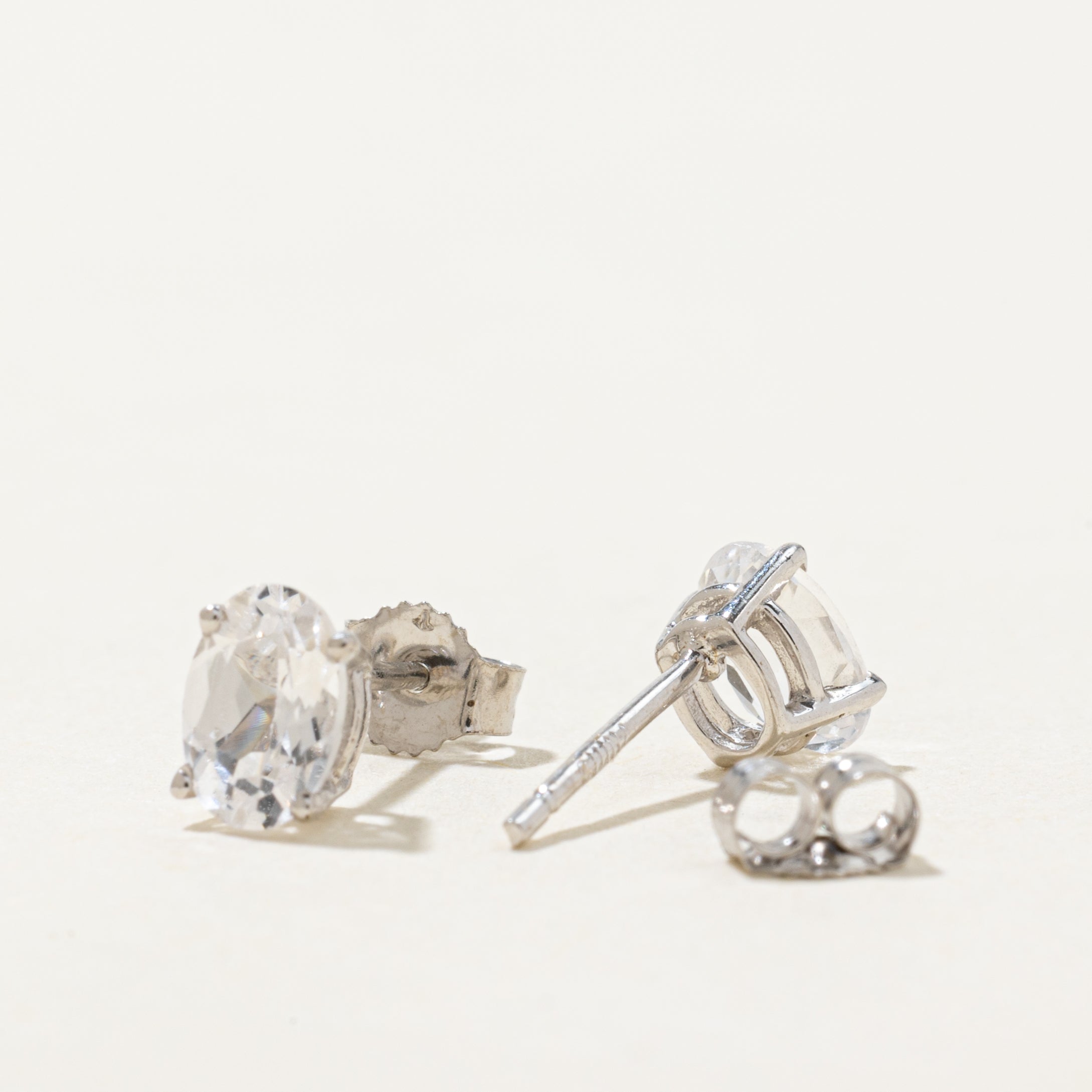 Synthetic Colourless Sapphire Stud Earrings | 1.10ctw