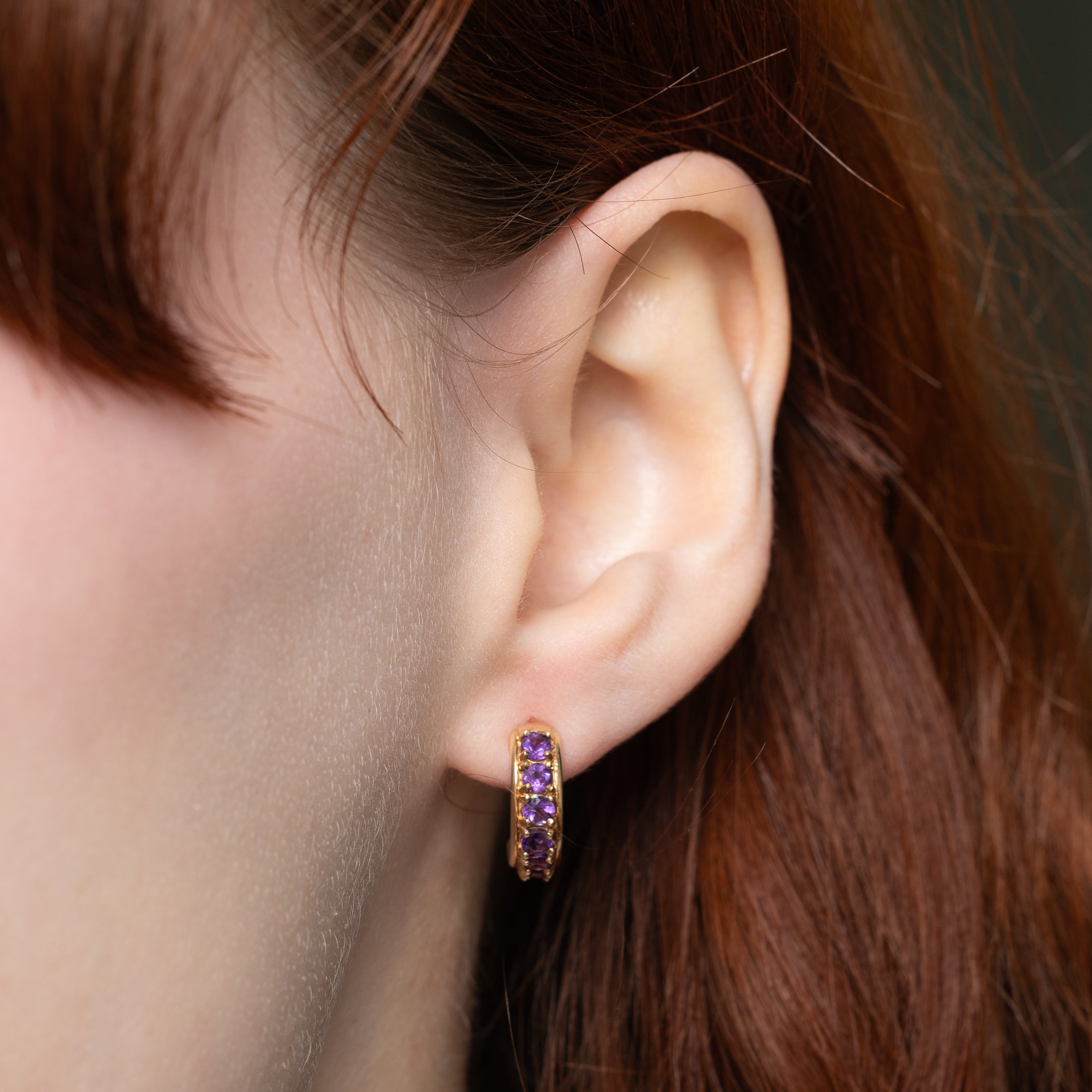Boucles d'oreilles pendantes incurvées en améthyste, forme colonne | 1,00 ct