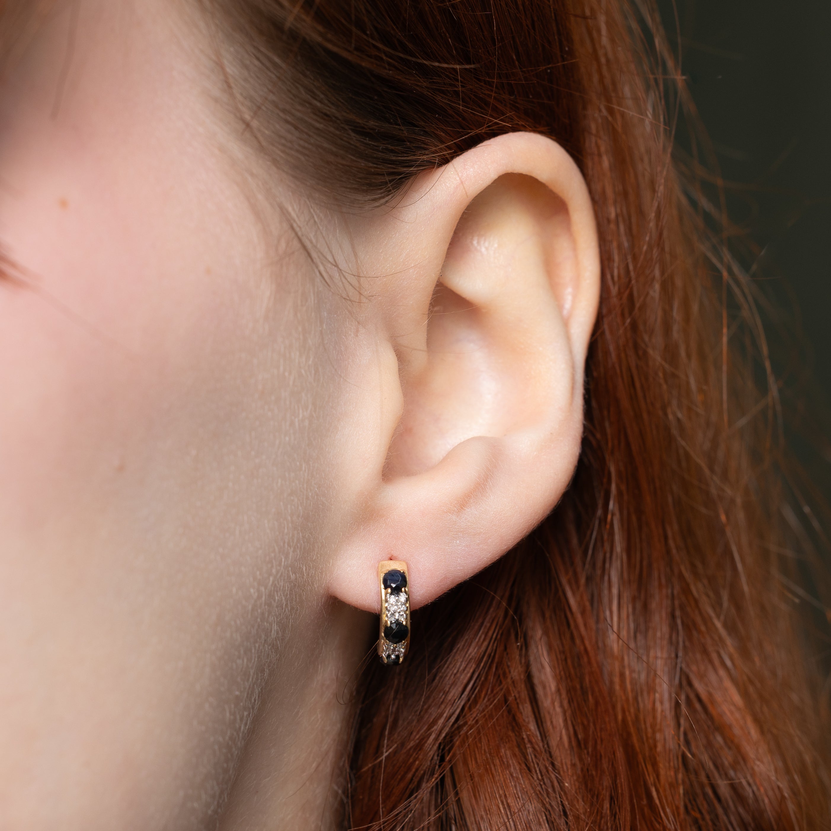Sapphire & Diamond Curved Drop Earrings | 0.65ctw, 0.02ctw