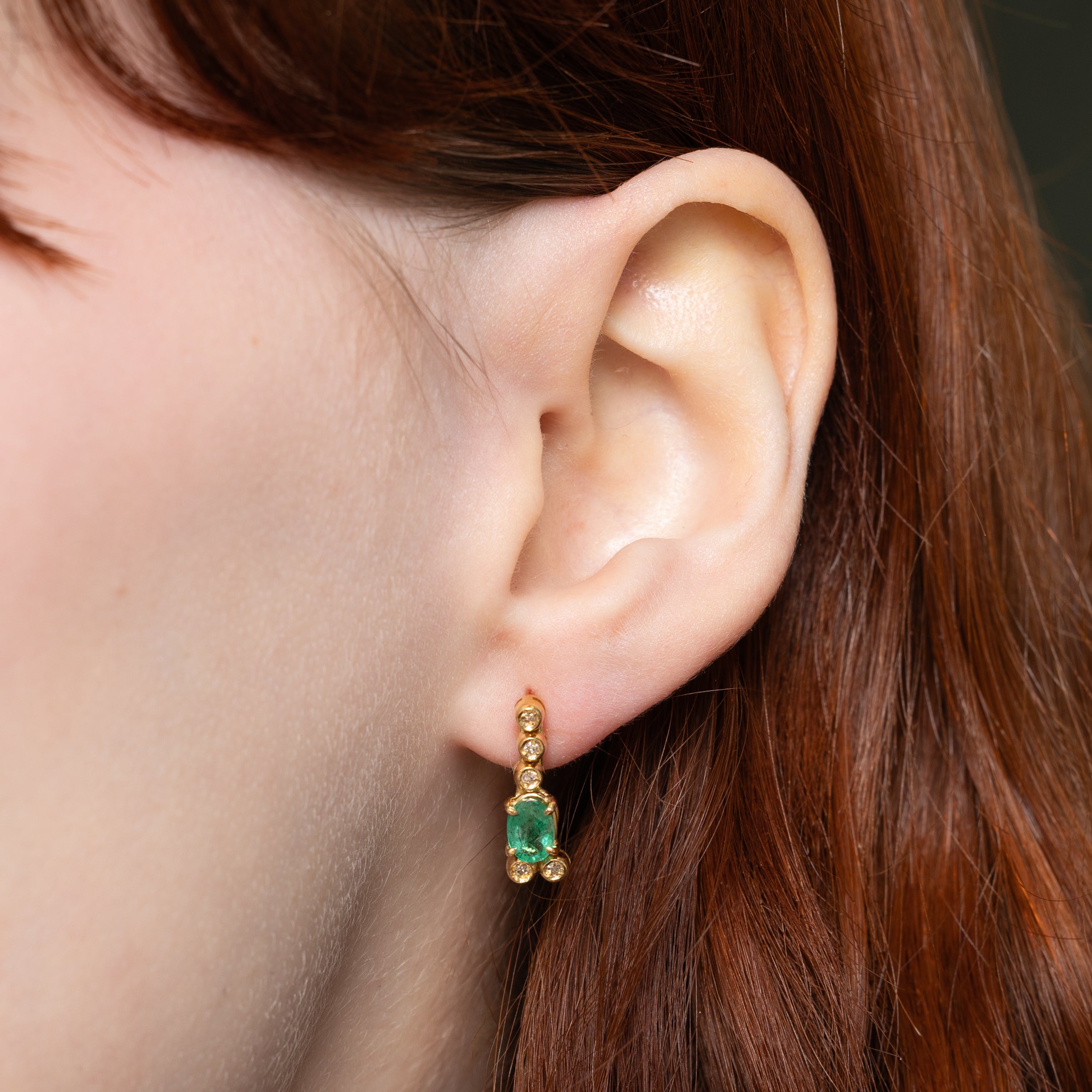 Emerald & Diamond Drop Earrings | 0.70ctw, 0.10ctw