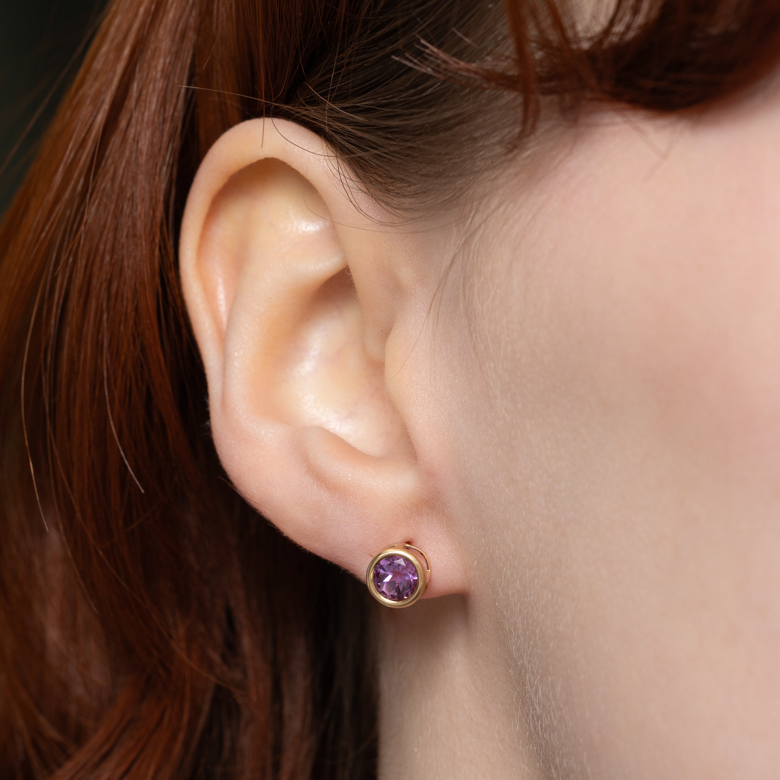 Bezel Set Amethyst Stud Earrings | 1.50ctw
