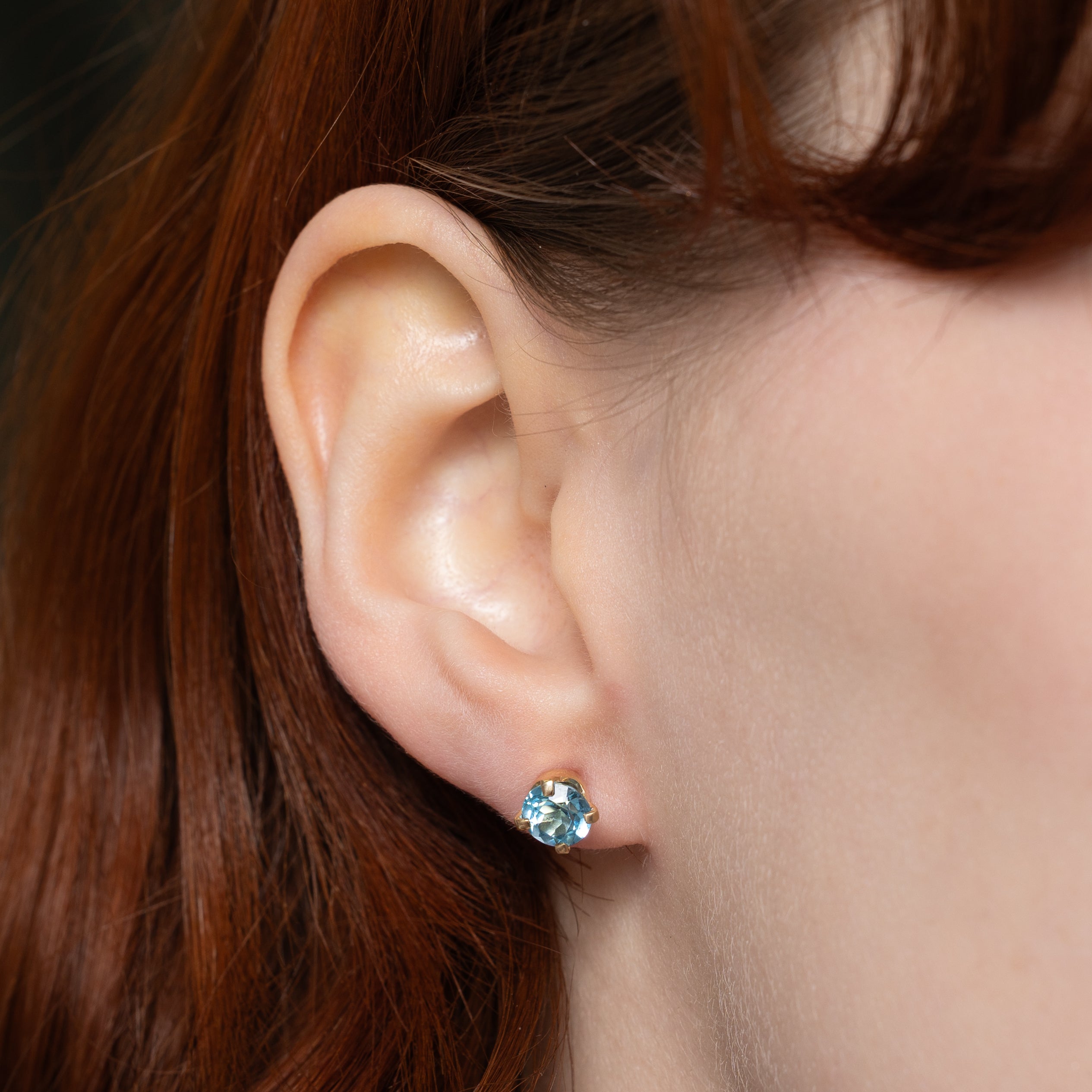 Solitaire Blue Topaz Stud Earrings | 1.80ctw