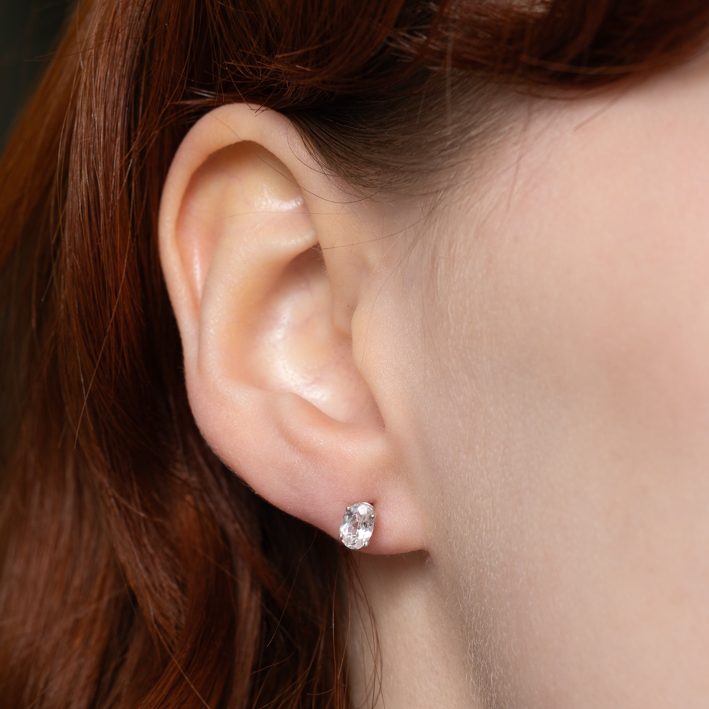 Synthetic Colourless Sapphire Stud Earrings | 1.10ctw