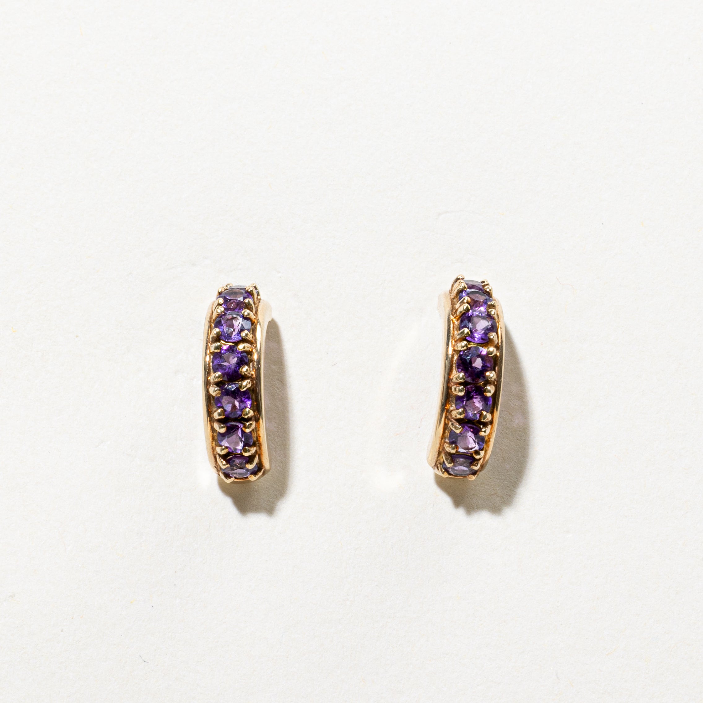 Boucles d'oreilles pendantes incurvées en améthyste, forme colonne | 1,00 ct