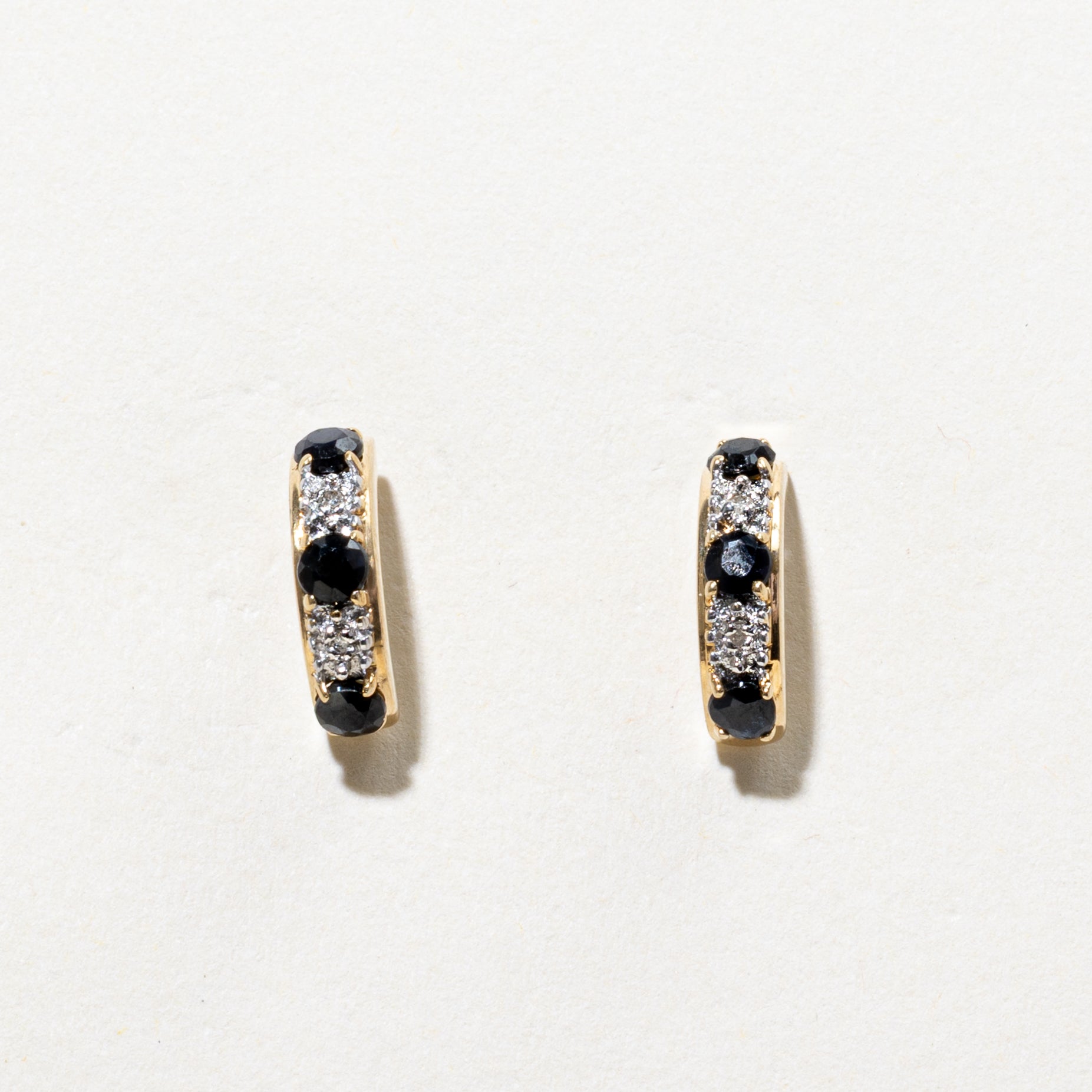 Sapphire & Diamond Curved Drop Earrings | 0.65ctw, 0.02ctw