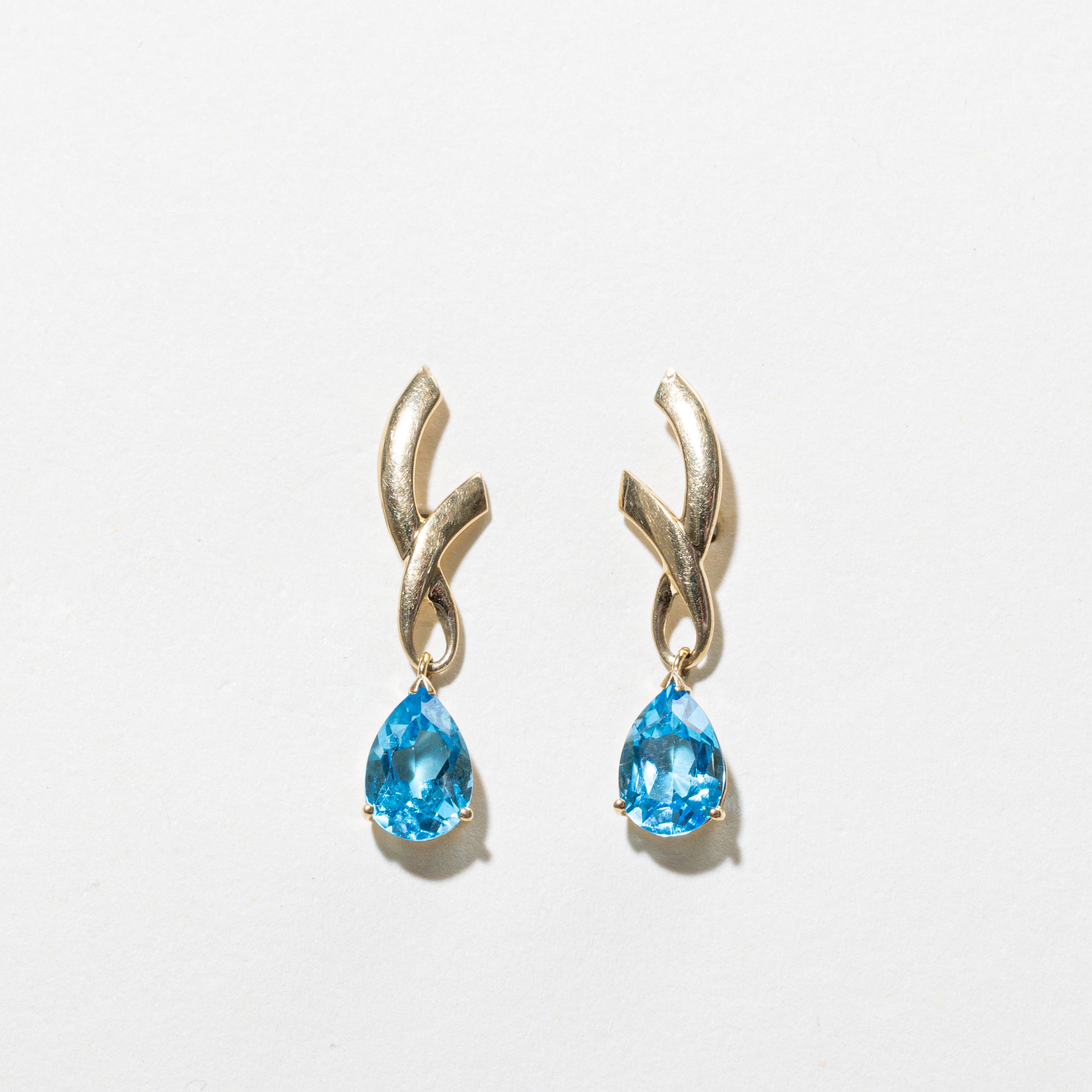 Boucles d'oreilles pendantes en topaze bleue taille poire | 3,00 ct
