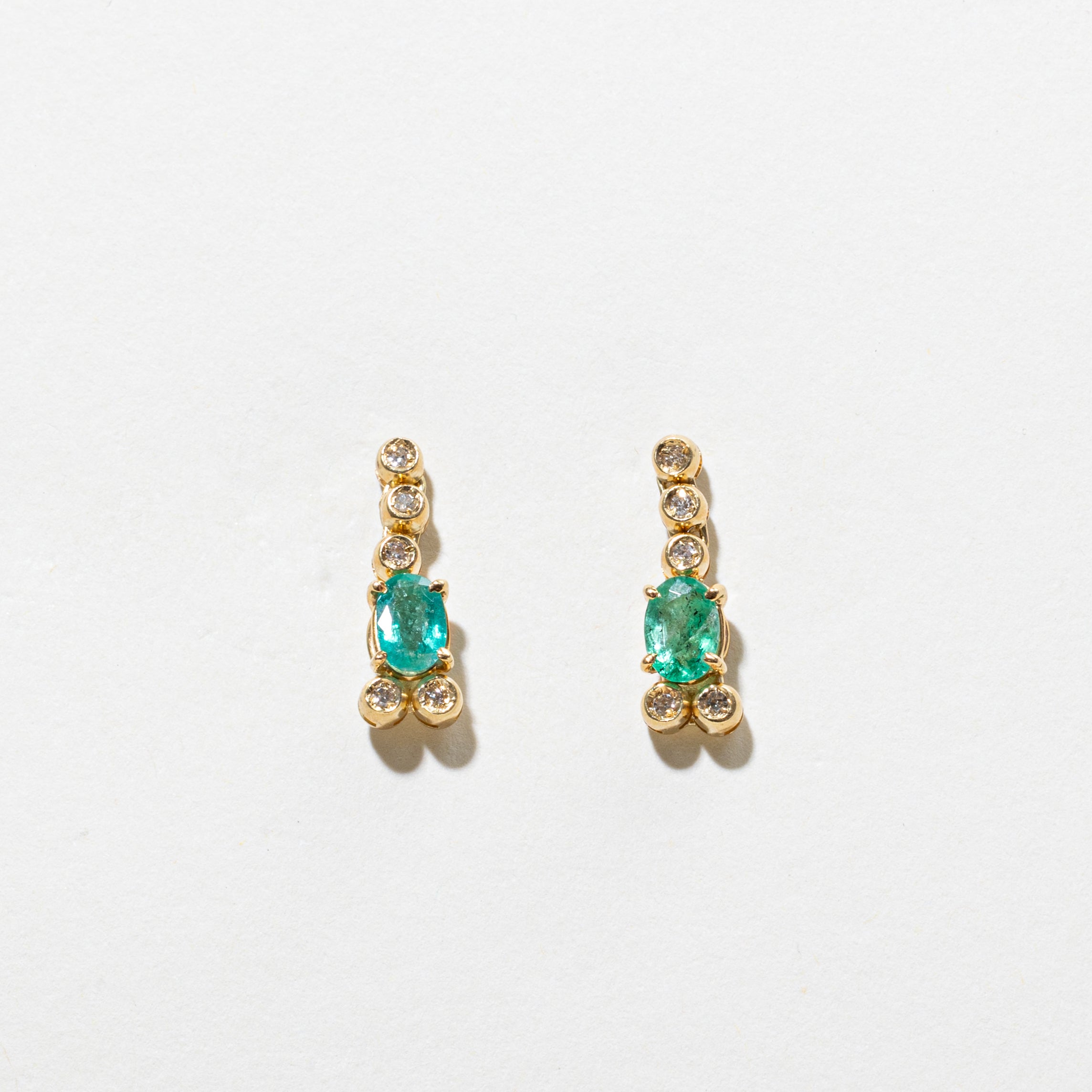 Emerald & Diamond Drop Earrings | 0.70ctw, 0.10ctw