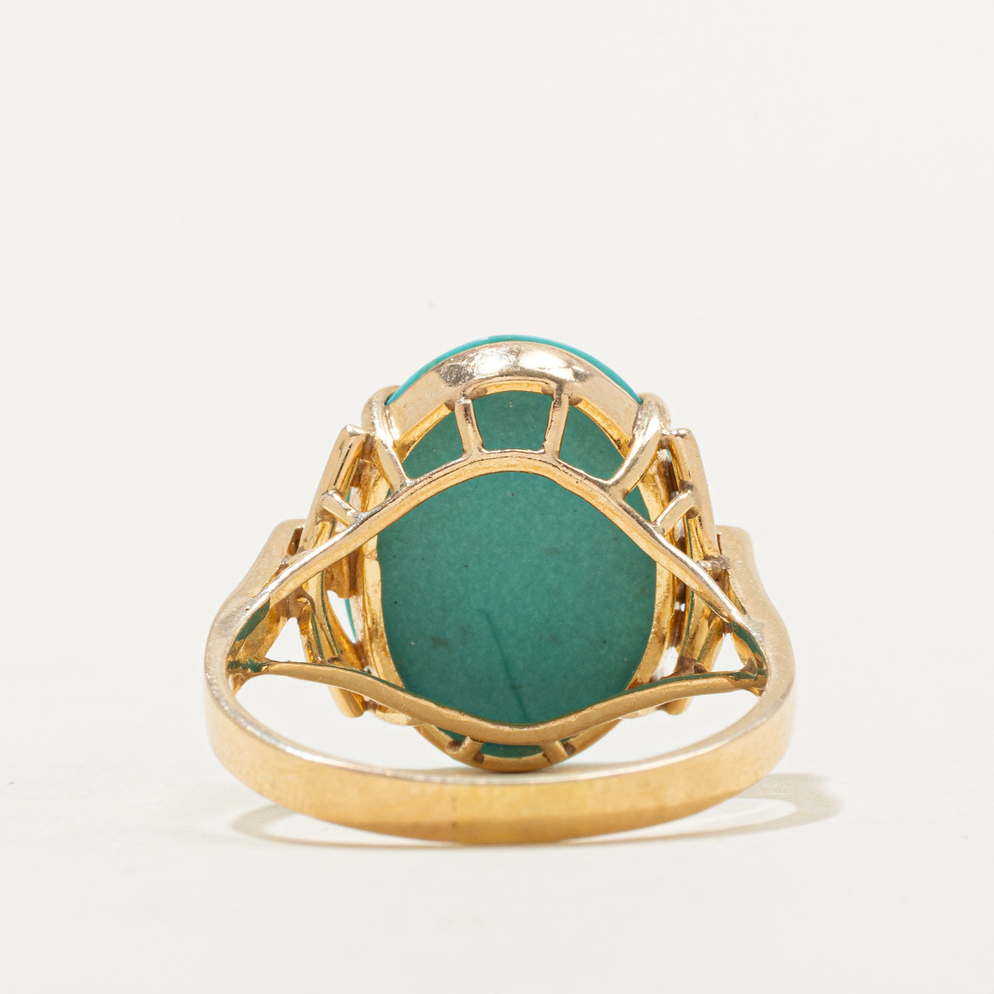 Bague cocktail en turquoise cabochon ovale | 7,00 ct | Taille 8,75