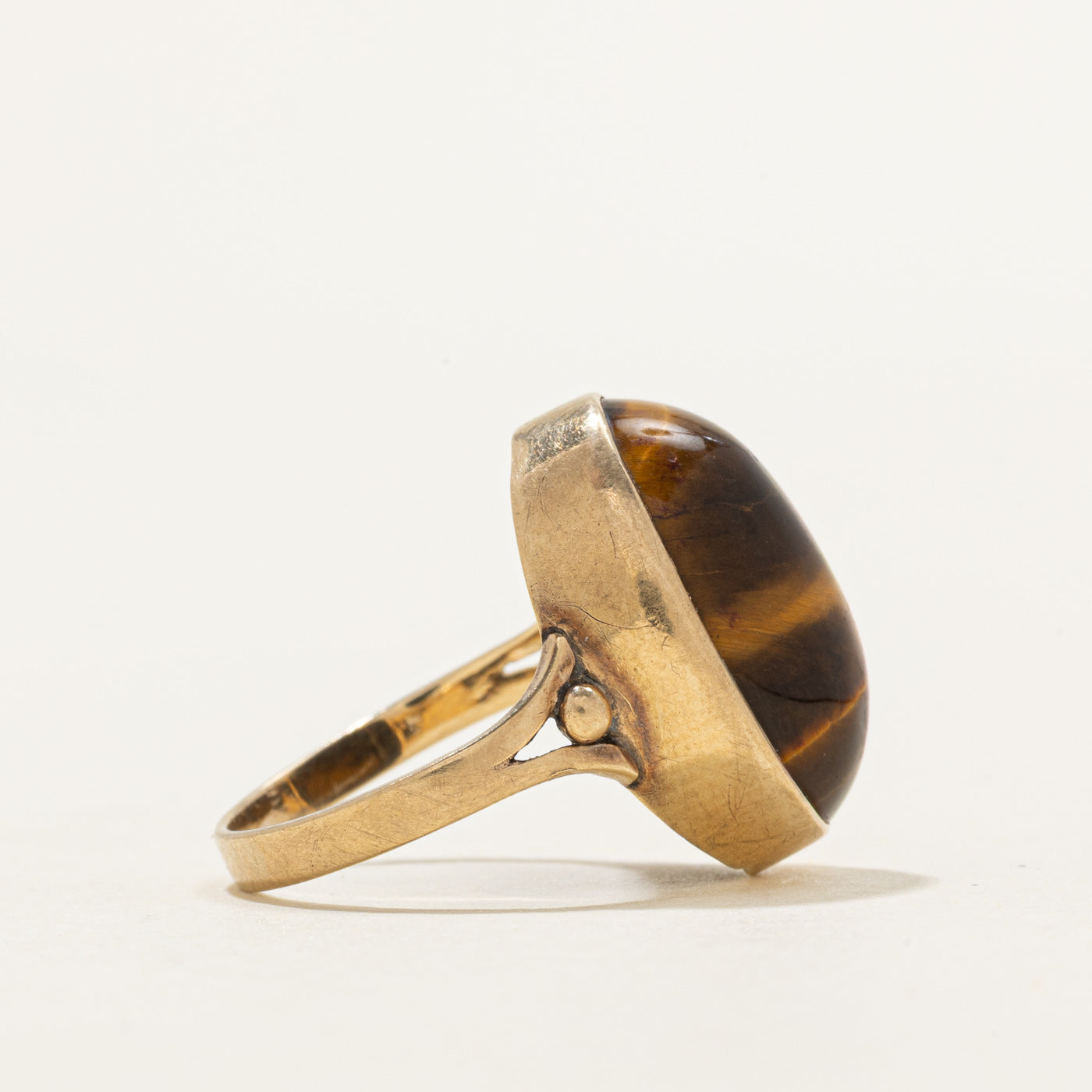 9K Tigers Eye Cocktail Ring | 6.00ct | SZ 4.5