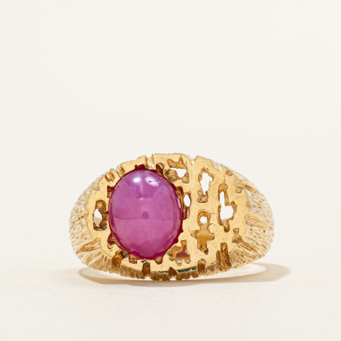 Bezel Set Ruby & Diamond Filigree Wide Ring | 0.06 ctw, SZ 7.5 |