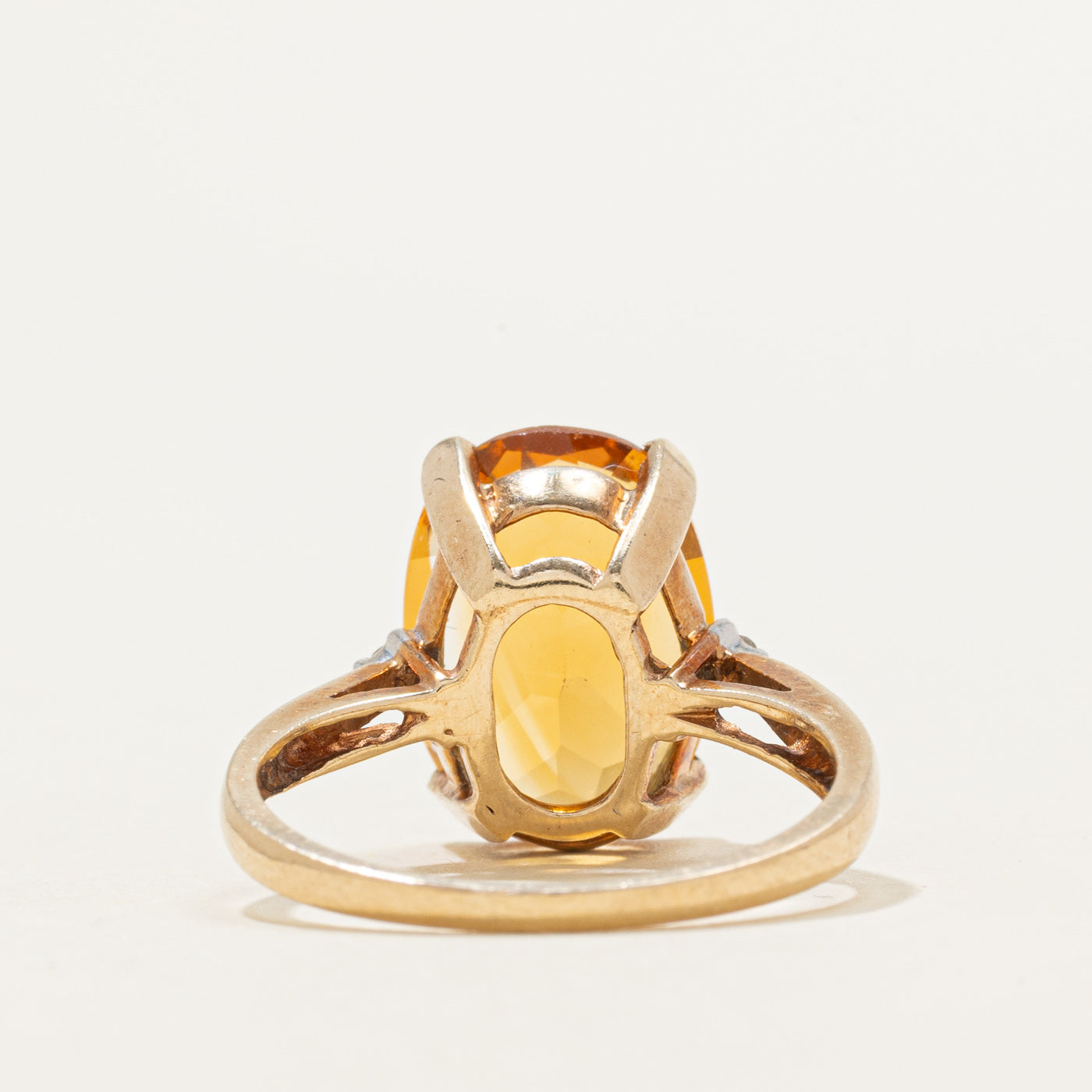 Oval Cut Citrine & Diamond Accented Ring | 6.00ct, 0.02ctw | SZ 7.0